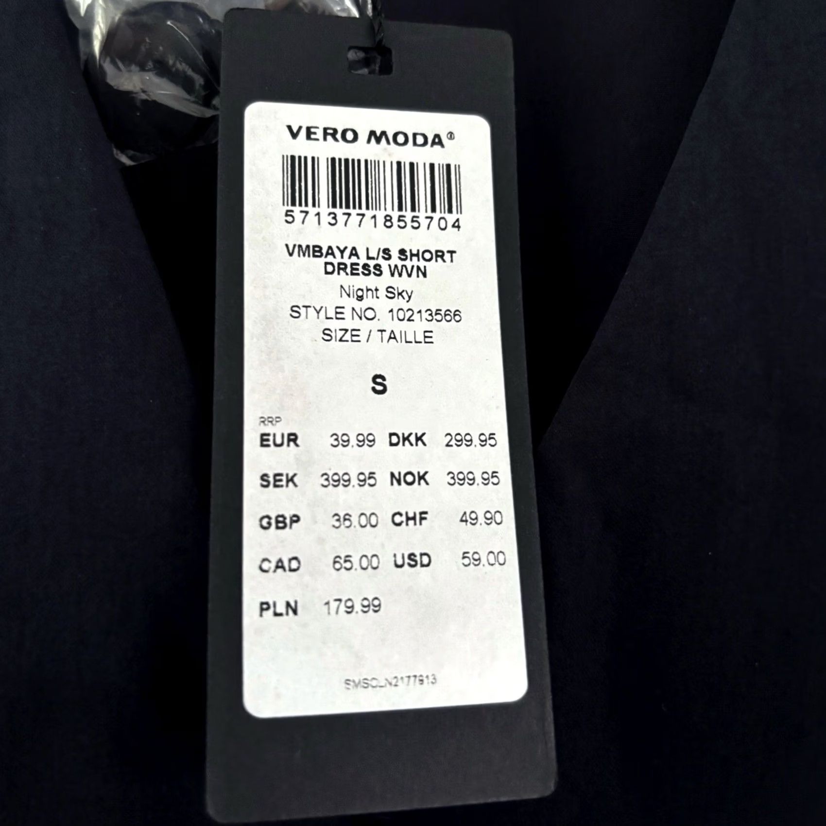 Vintage Vero Moda Dress Vmbaya L/S Short Women’s Small BNWT Navy Button Front Dress V-Neck Long Sleeve Size 28" / US 6 / IT 42 - 6 Thumbnail