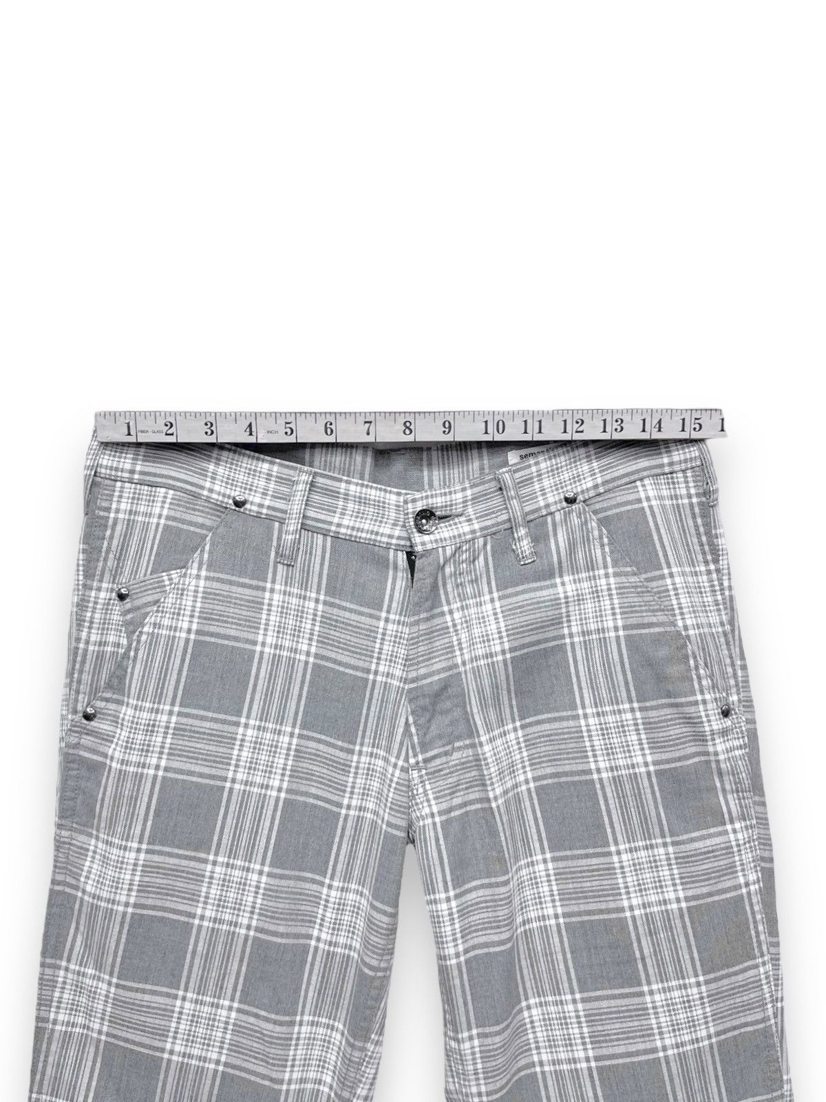 semanticdesign SEMANTIC Punk Checkered Gray Tartan Light Rayon Blends Flare Size US 30 / EU 46 - 15 Thumbnail