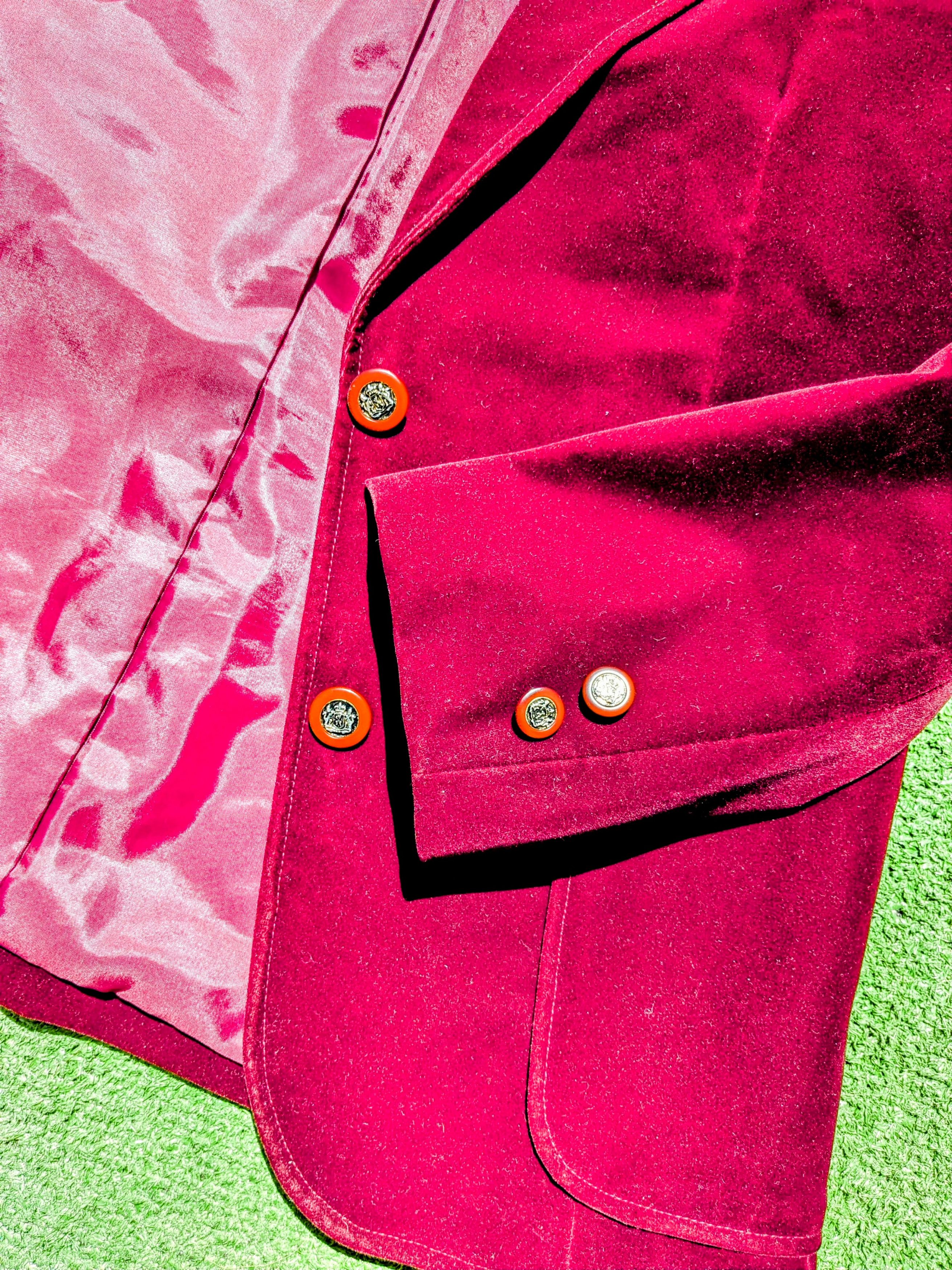 Vintage Howdy Vintage Velvet Burgundy/Maroon 2-Button Blazer Jacket Size M / US 6-8 / IT 42-44 - 8 Thumbnail