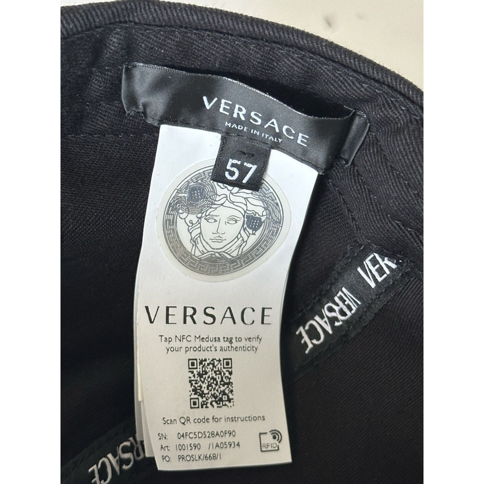 Versace Versace Embroidered Baseball Cap Hat Black/Gold 57 ICAP006 Size ONE SIZE - 9 Thumbnail