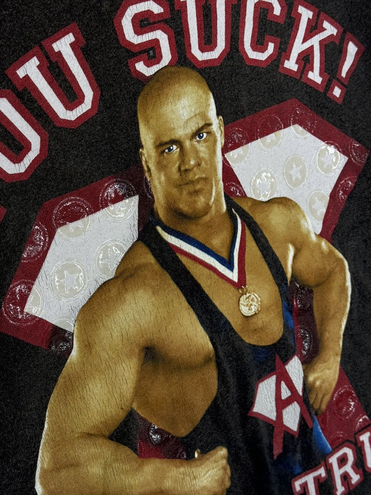 Vintage VINTAGE 2002 KURT ANGLE YOU SUCK OH, ITS TRUE FADED T-SHIRT Size US M / EU 48-50 / 2 - 6 Thumbnail