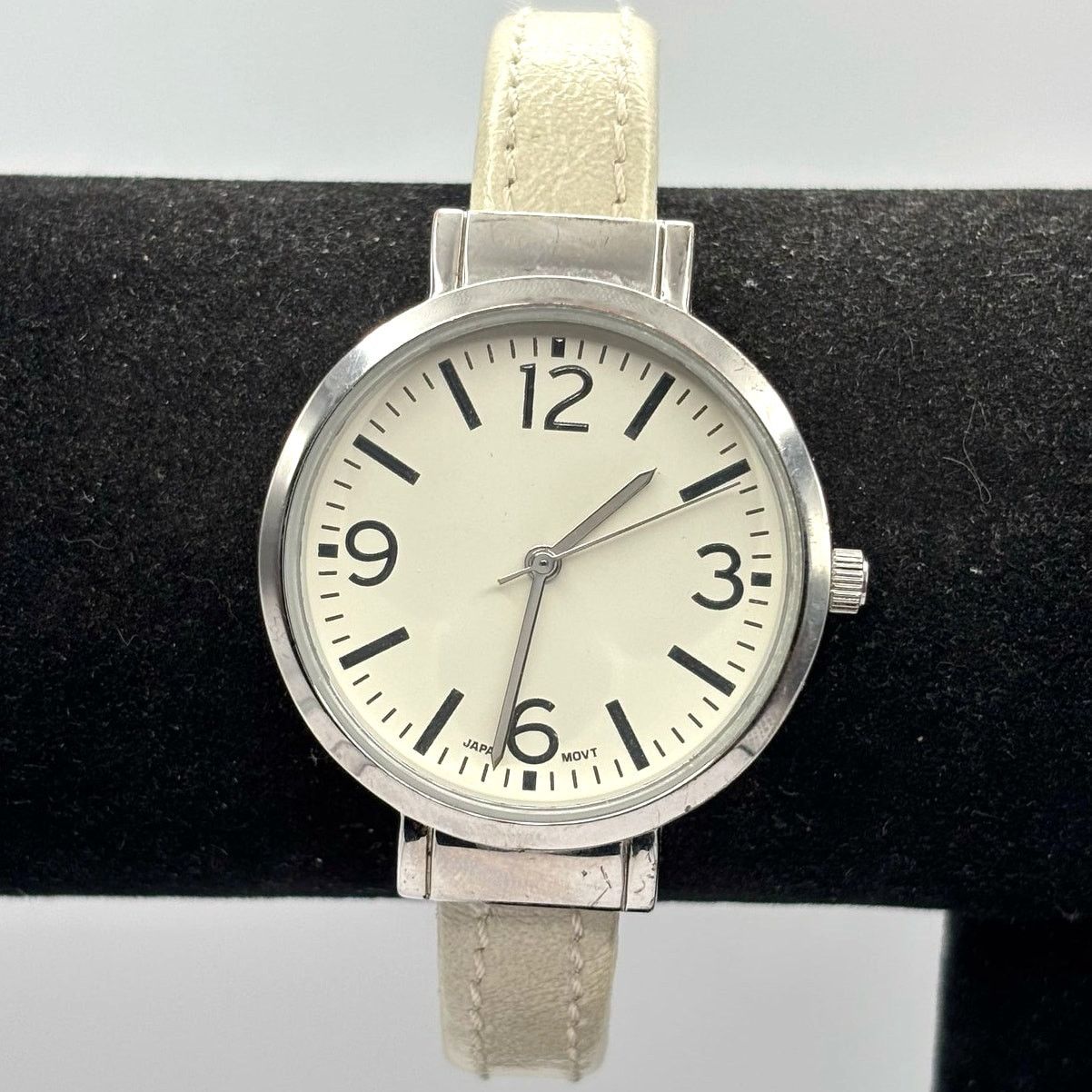 Silver & White Analog Watch, Women's