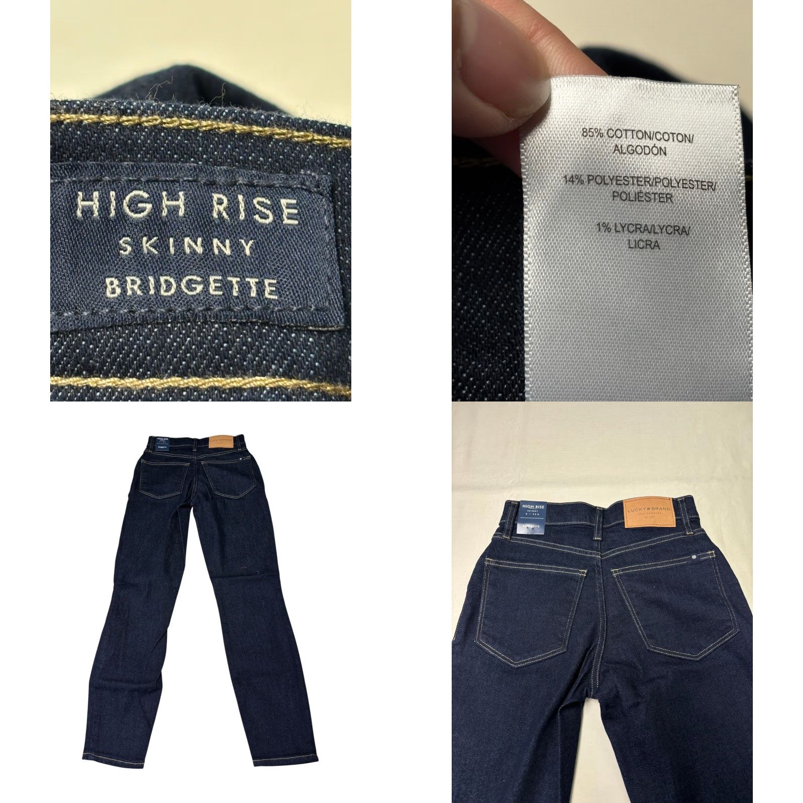 Lucky Brand Lucky Brand Bridgette High Rise Skinny Jeans Women Dark Wash 25 Inseam 27 Button Fly 5-Pocket Denim Comfort Stretch NWT Size 42" / US 20 - 8 Thumbnail