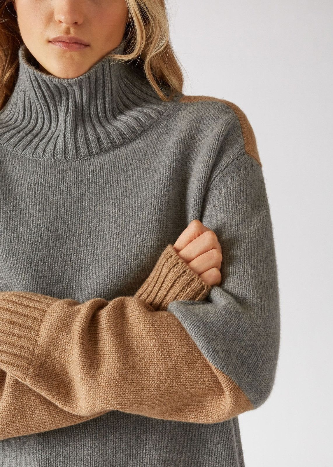 Loro Piana o1srvl11e0125 Grassmoor Turtleneck Sweater in Grey & Brown Size L / US 10 / IT 46 - 3 Thumbnail