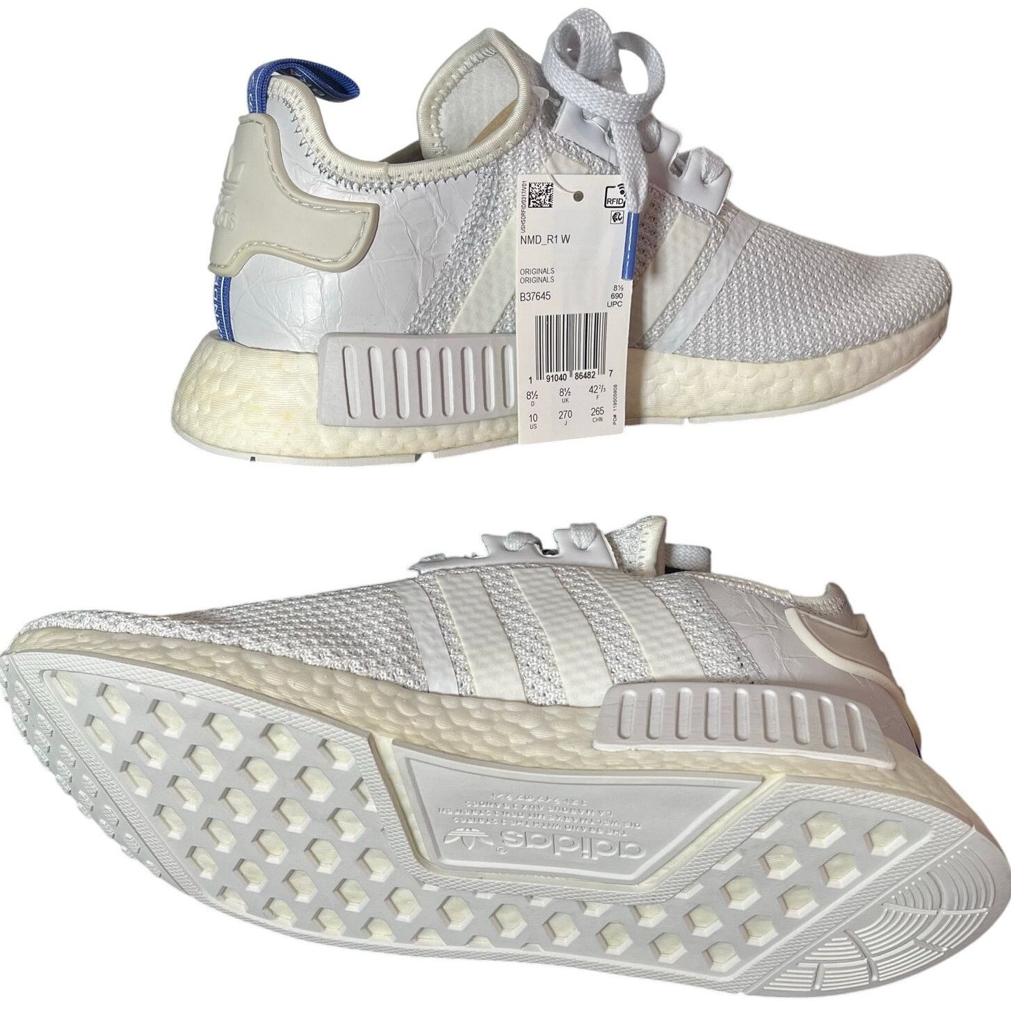 White Adidas NMD R1 trainers Size 10W / 8.5M • VNDS