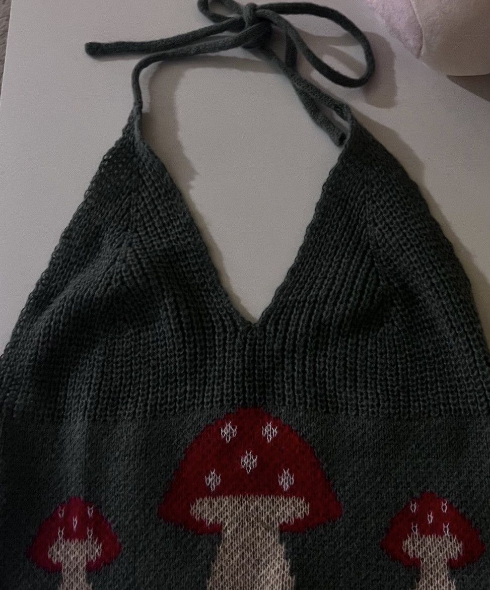 Handmade knit olive mushroom halter crochet festival tank daisy EDC Size ONE SIZE - 17 Thumbnail