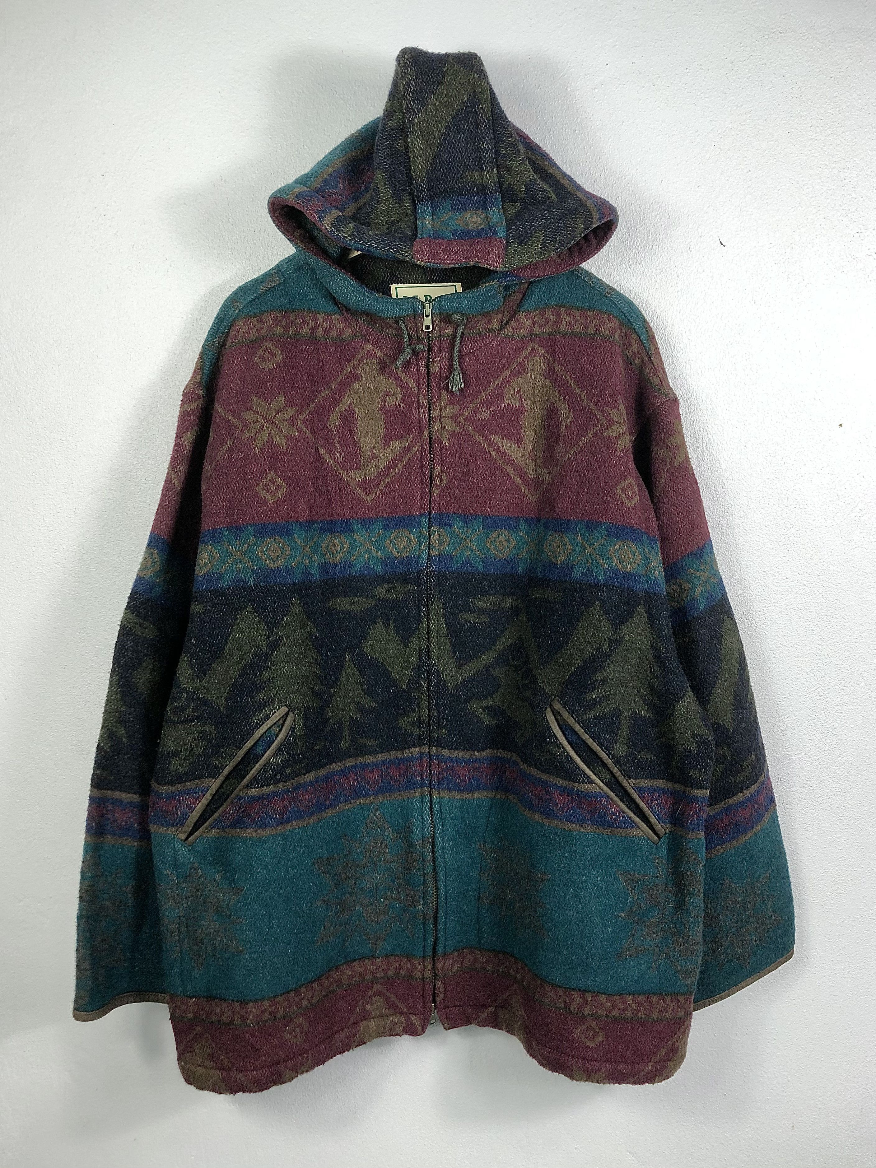 L.L. Bean Vintage L.L. Bean Ski Navajo Aztec Hooded Wool Jacket Winter Size US L / EU 52-54 / 3 - 1 Thumbnail