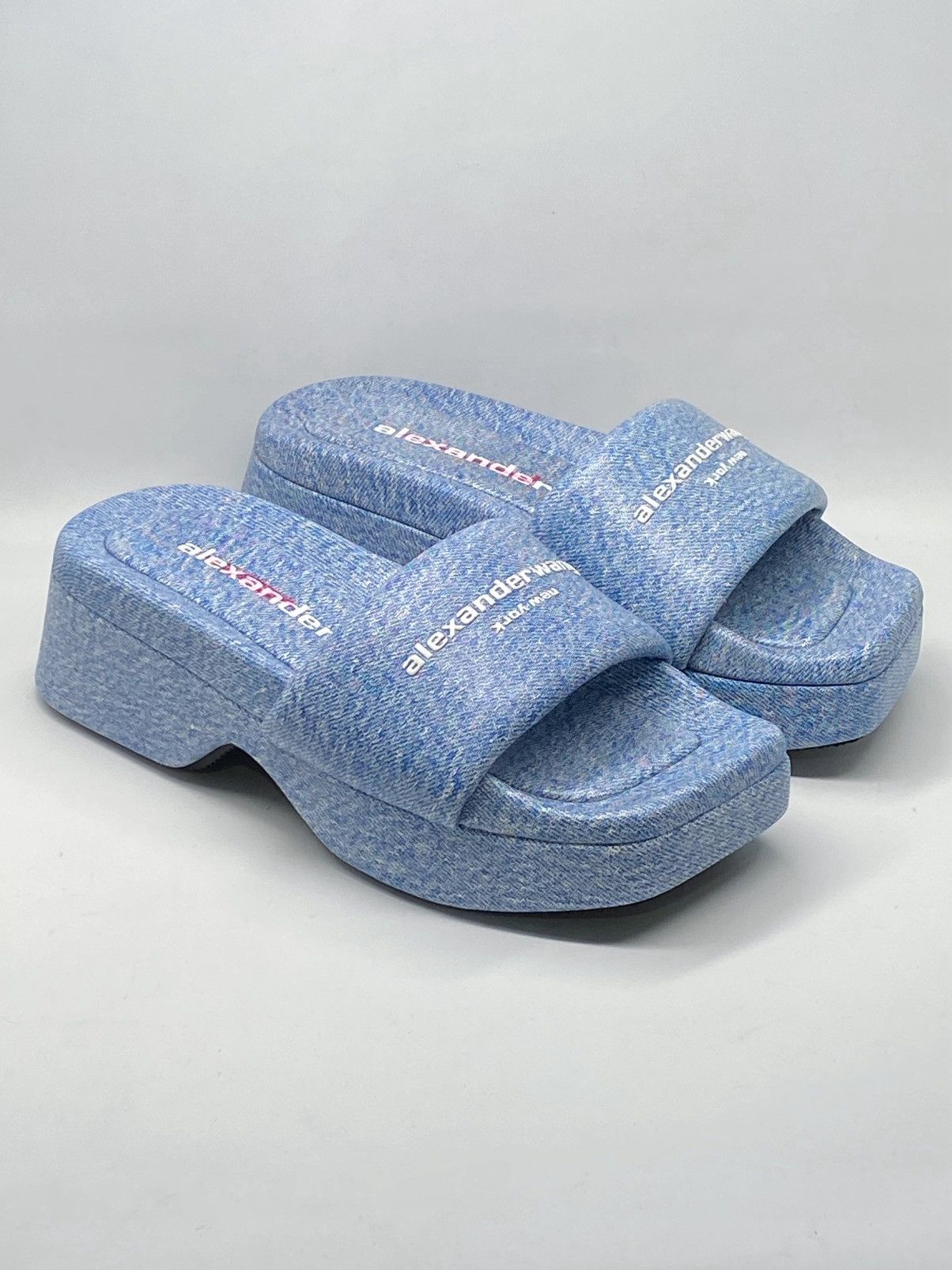 Alexander Wang Alexander Wang Denim Print Leather Platform Sandals size 38 Size US 8 / IT 38 - 1 Thumbnail