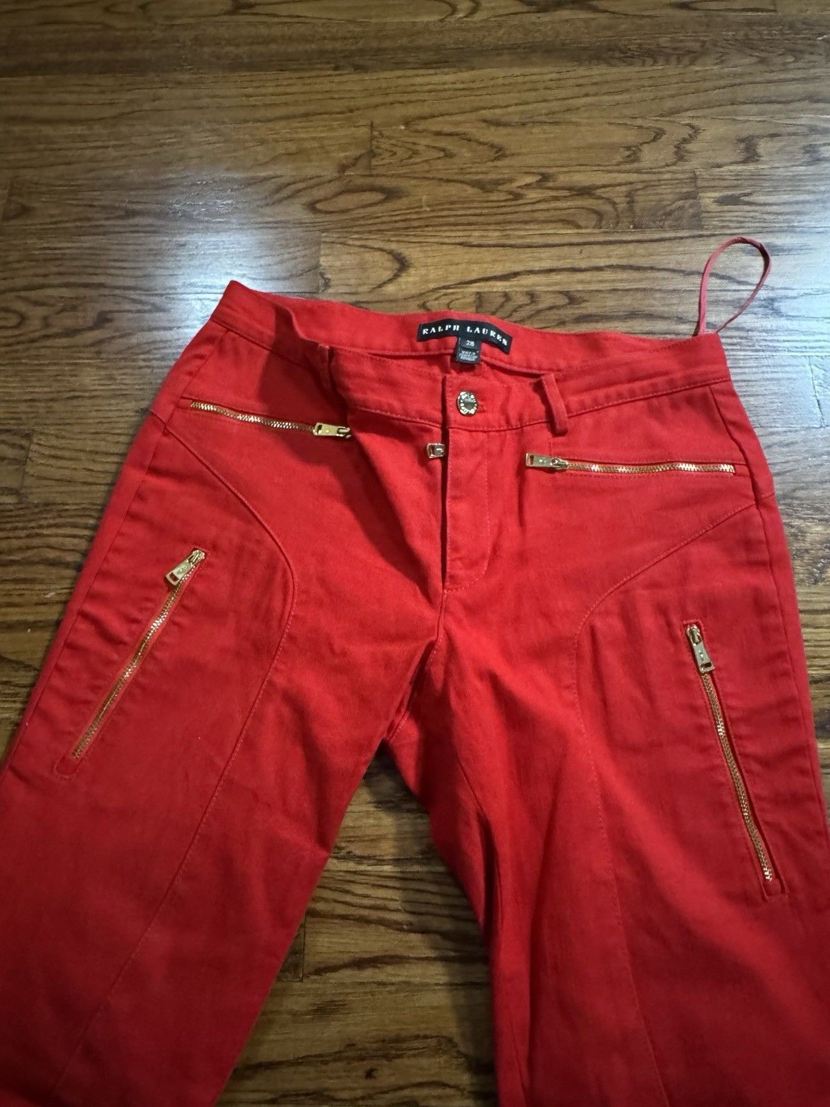 Ralph Lauren Womens Ralph Lauren Black Label Red Moto Biker Jeans Size 28 Size 28" / US 6 / IT 42 - 3 Thumbnail