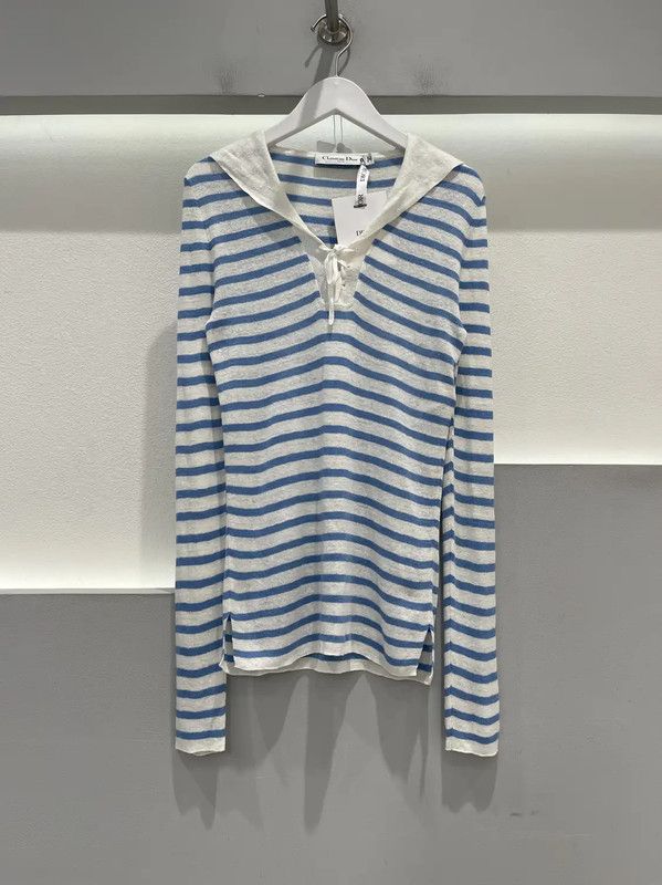 Dior Dior Striped Blue Silk Long Sleeve Top 0089 Size ONE SIZE - 1 Thumbnail