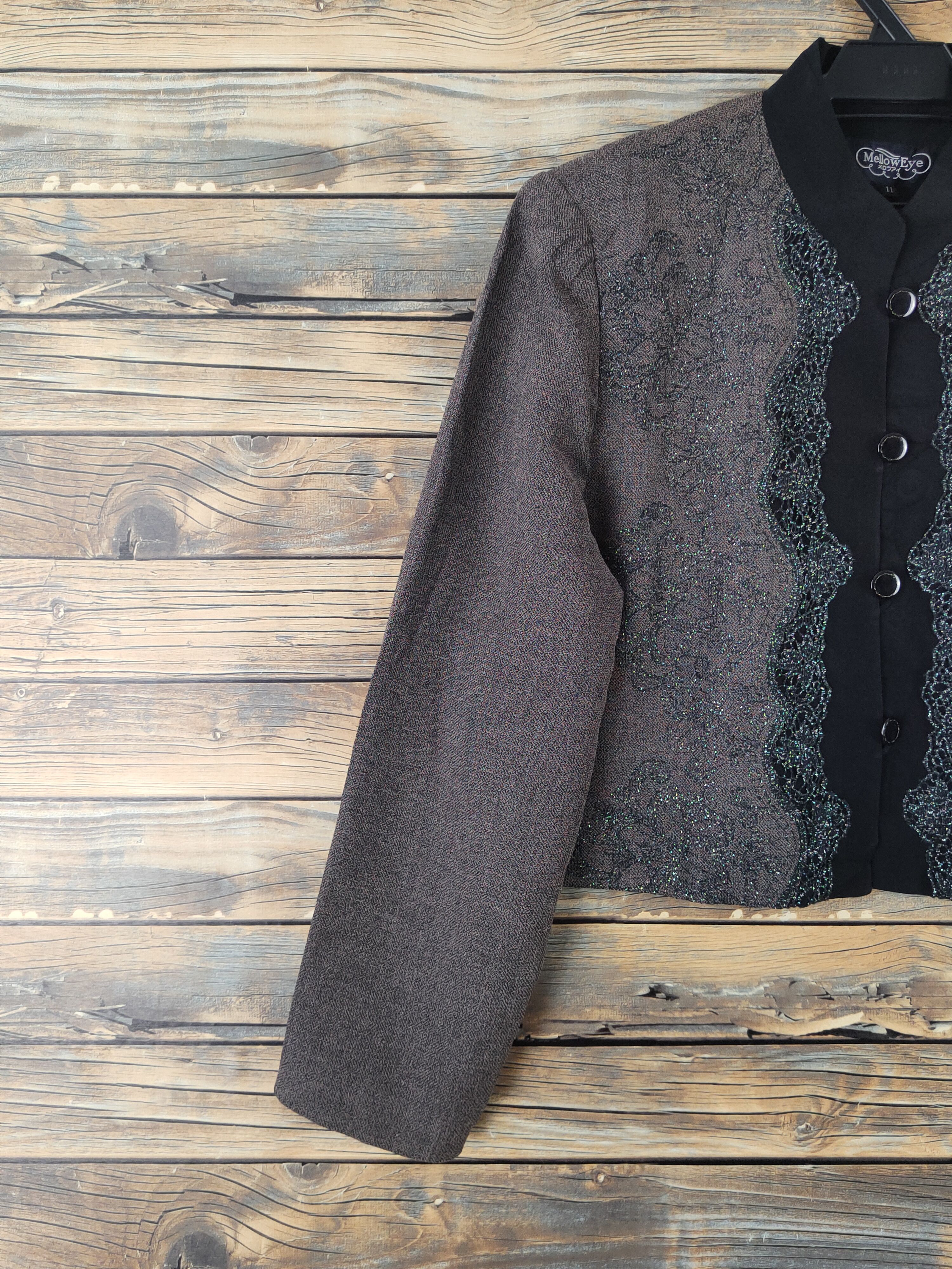 Japanese Brand × Vintage Vintage 💥 Mellow Eye Dark Brown Crop Top Blazers Size M / US 6-8 / IT 42-44 - 3 Thumbnail