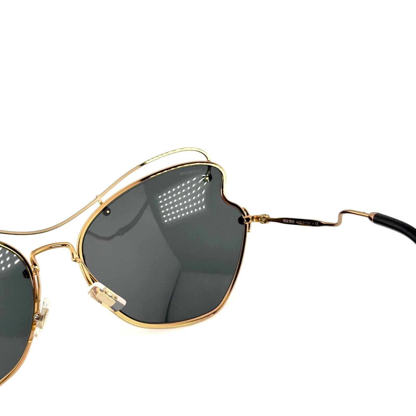 Miu Miu MIU MIU MU56RS SCENIQUE Butterfly 56R Black Gold Sunglasses Size ONE SIZE - 3 Thumbnail