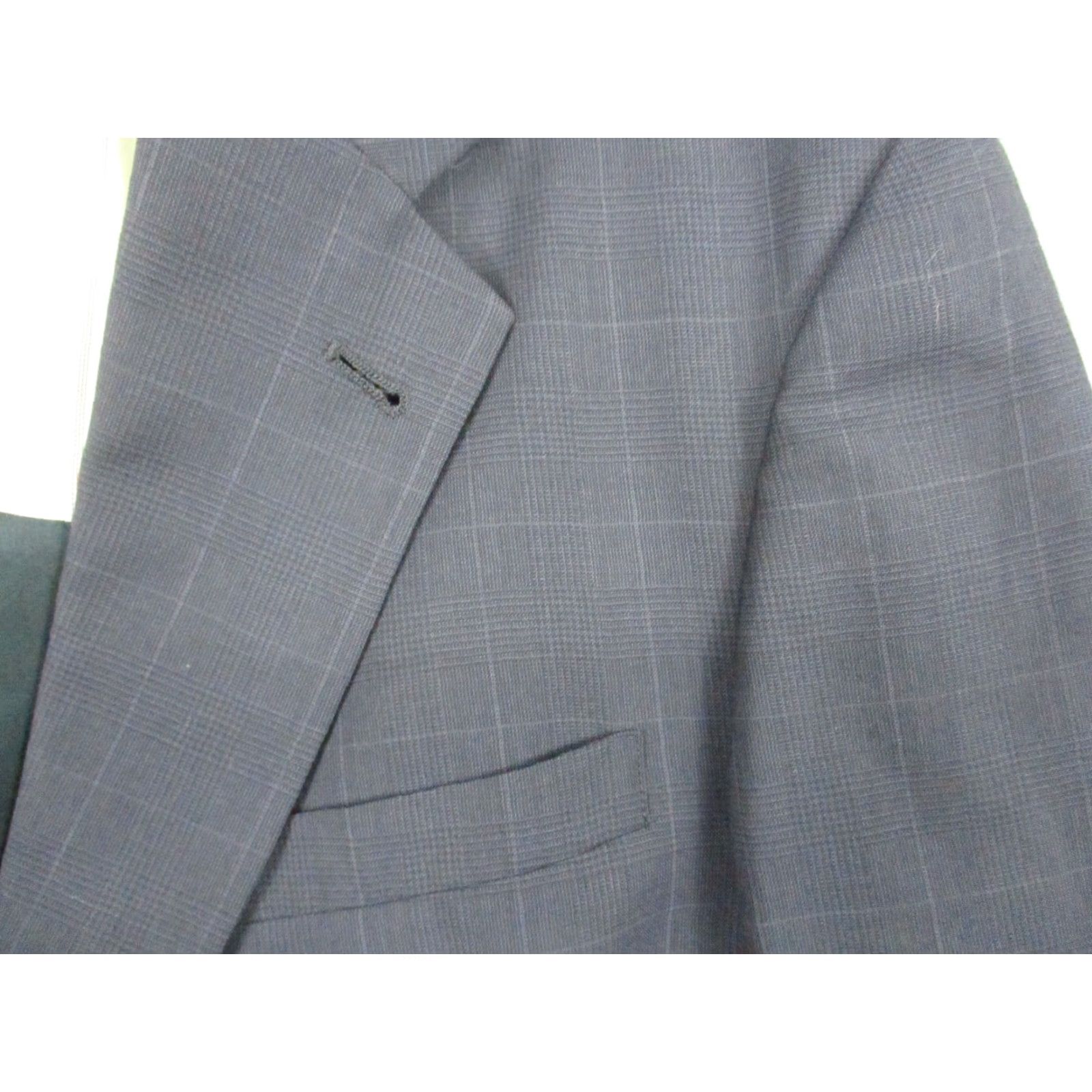 Tommy Hilfiger VINTAGE Tommy Hilfiger Blazer Mens 42R Wool Sport Coat Blue Plaid 2 Piece 2-Button Notch Parisian USA Men Size 42R - 3 Thumbnail