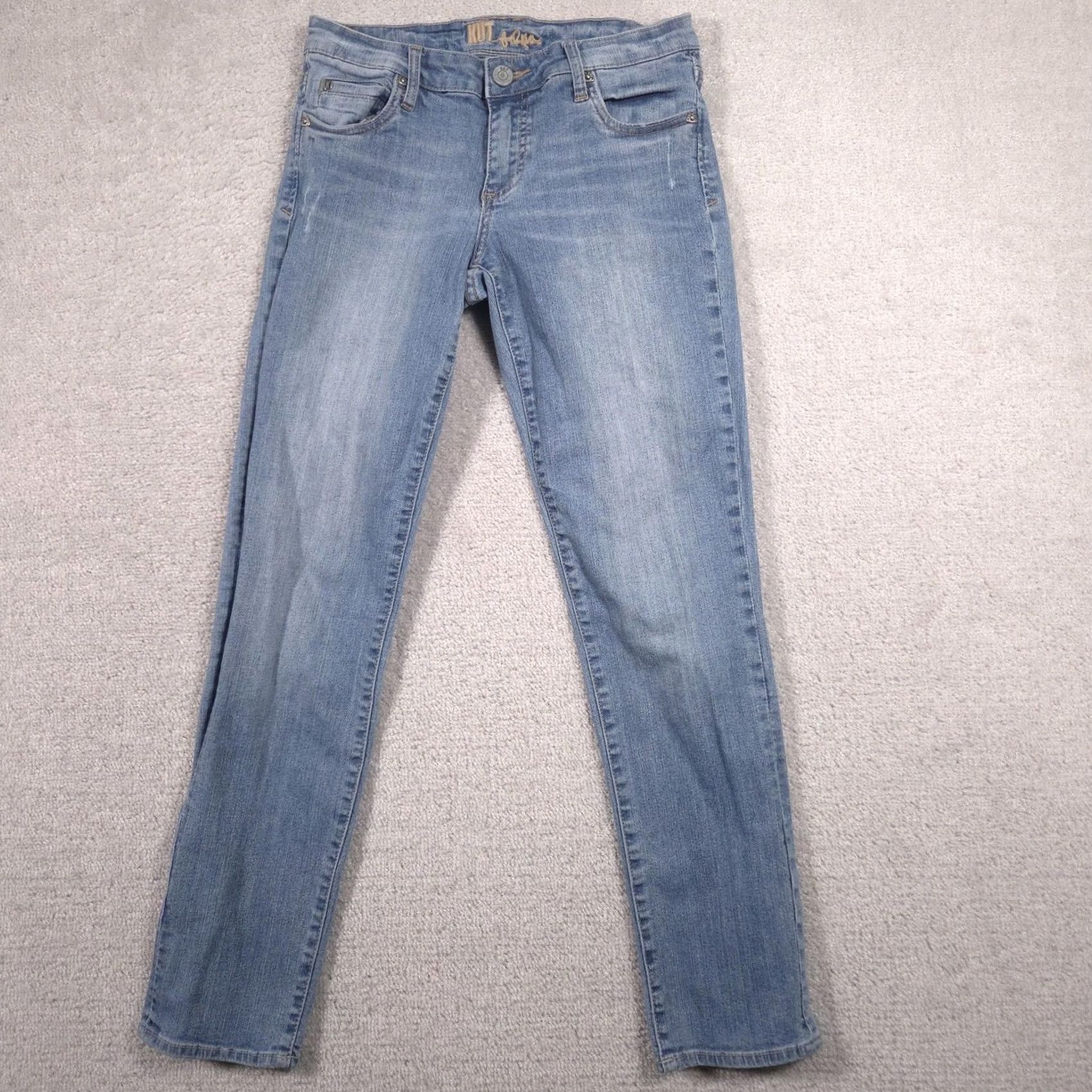 Vintage KUT from the Kloth Jeans Womens 4 Blue Mid Rise Skinny Stretch Embroidered Denim Size 27" / US 4 / IT 40 - 2 Thumbnail
