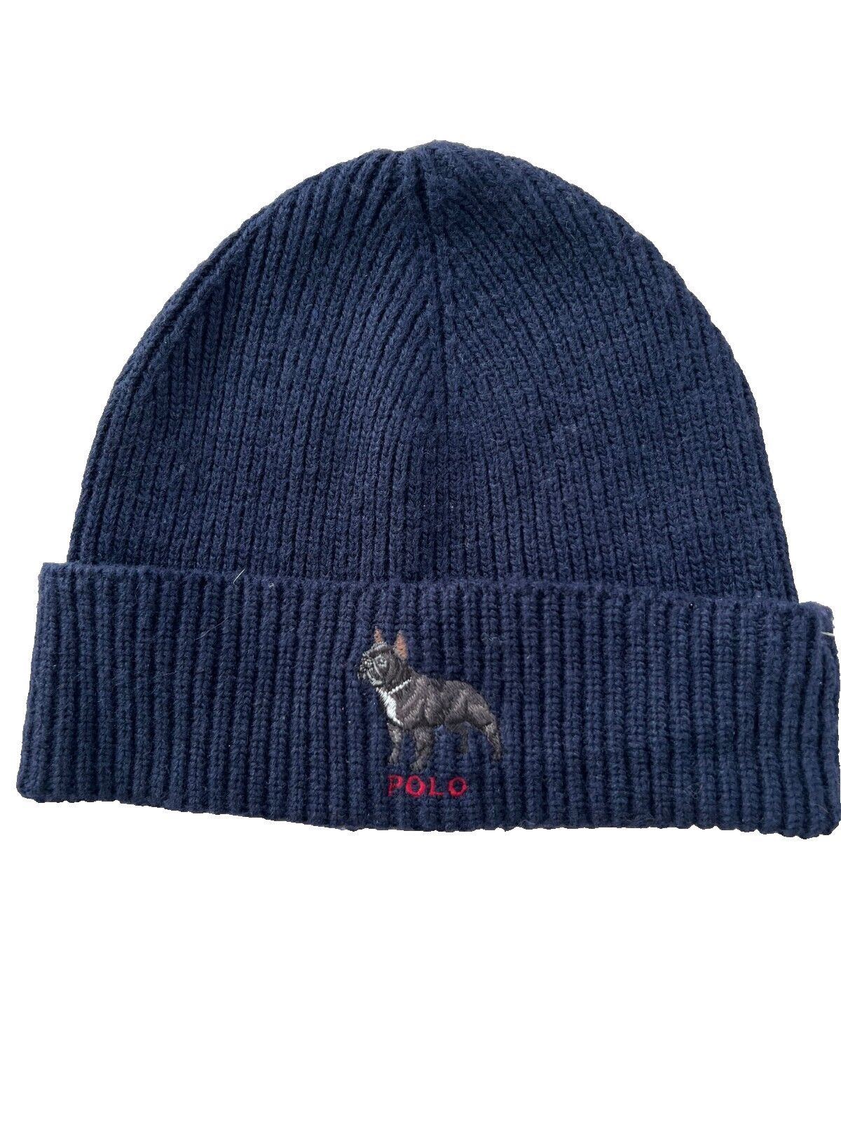 Polo Ralph Lauren Polo Ralph Lauren Cuff Rib Knit Bulldog Beanie Hat Navy Size ONE SIZE - 1 Thumbnail