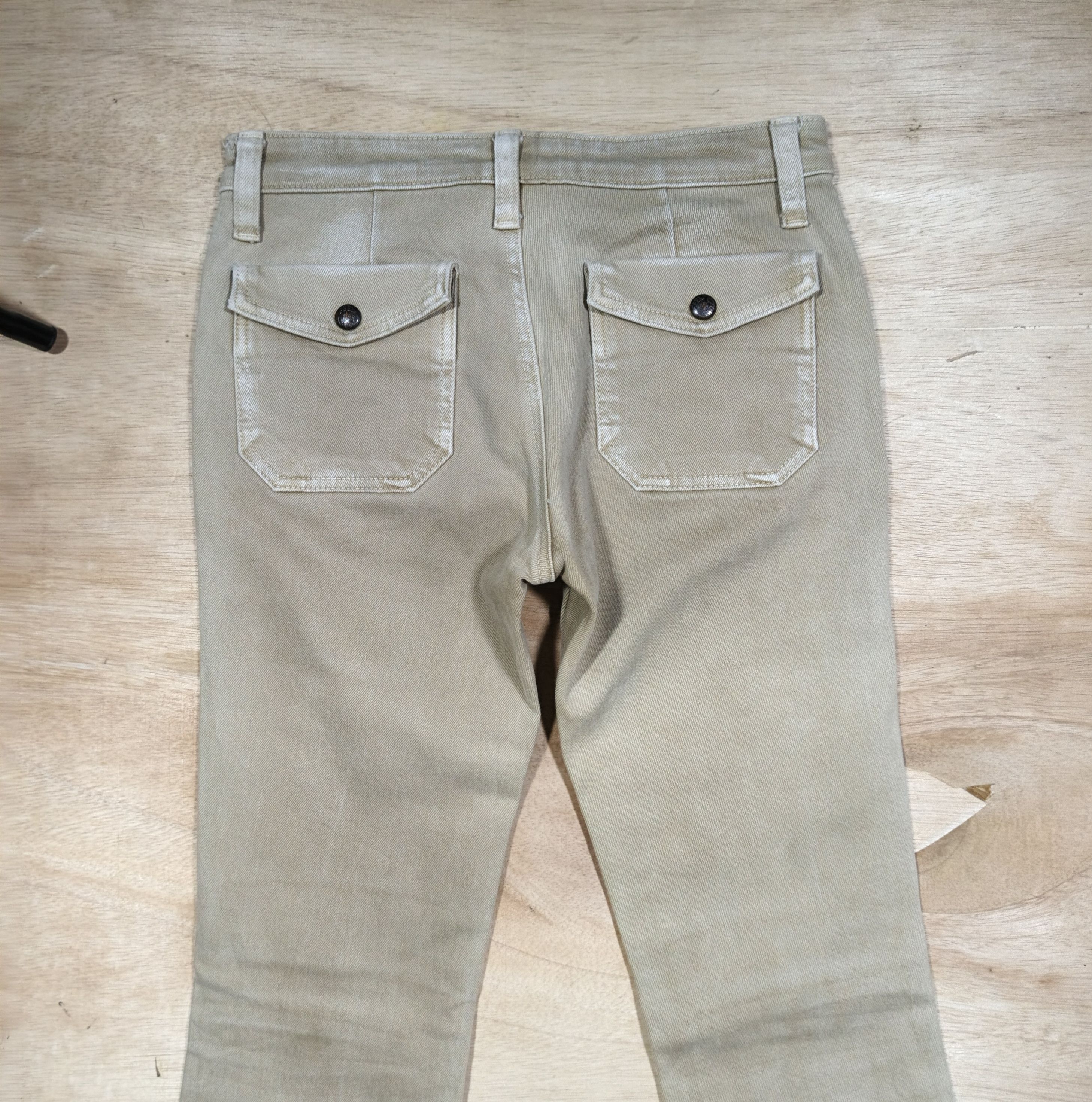 Japanese Brand NUVE Khaki Washed Flare Leg Multi Pocket Size 28" / US 6 / IT 42 - 5 Thumbnail