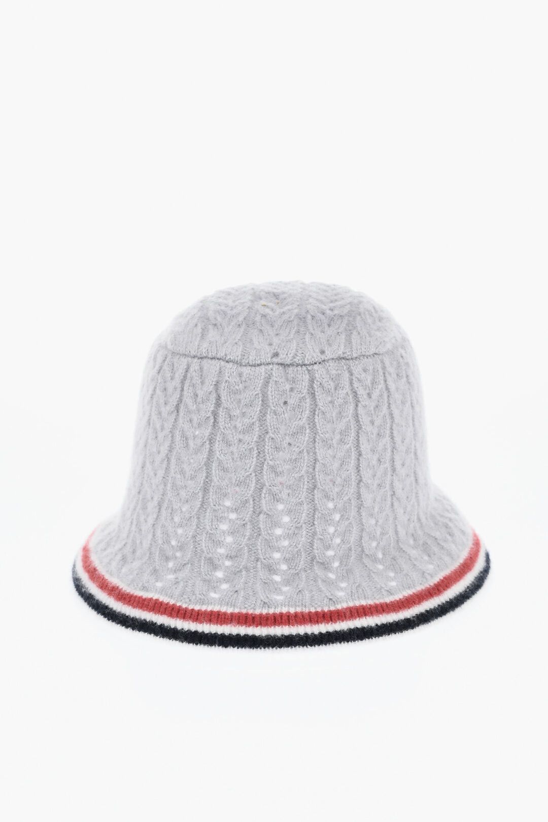 Thom Browne Cable-Knit Cloche Hat with Contrast Brim Size ONE SIZE - 1 Thumbnail