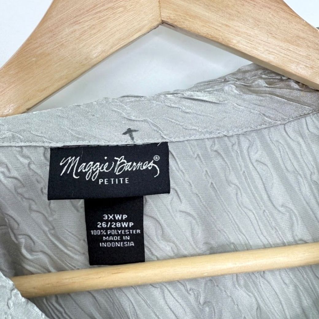 Vintage Maggie Barnes Petite 3XWP Silver Textured Button Front Blouse Shirt NWT Size XXL / US 16-18 / IT 52-54 - 3 Thumbnail
