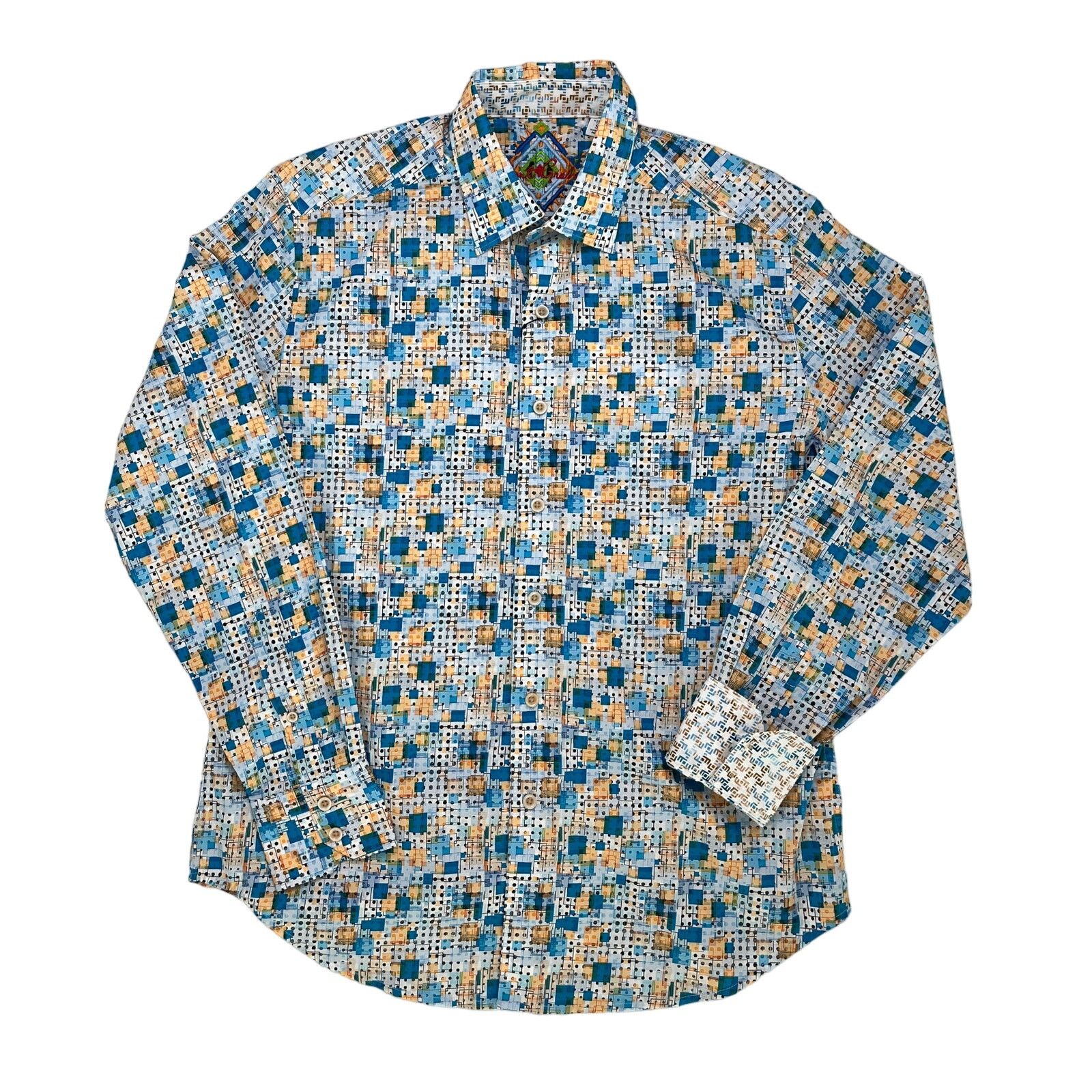 3-75 ROBERT GRAHAM Men's Dress Shirt Abstract Multicolor S