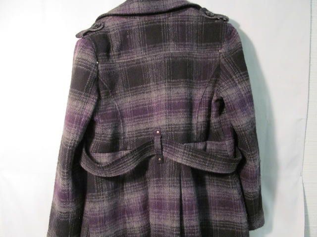 Worthington Stylish Women's Plaid Peacoat in Purple and Gray Size L / US 10 / IT 46 - 3 Thumbnail