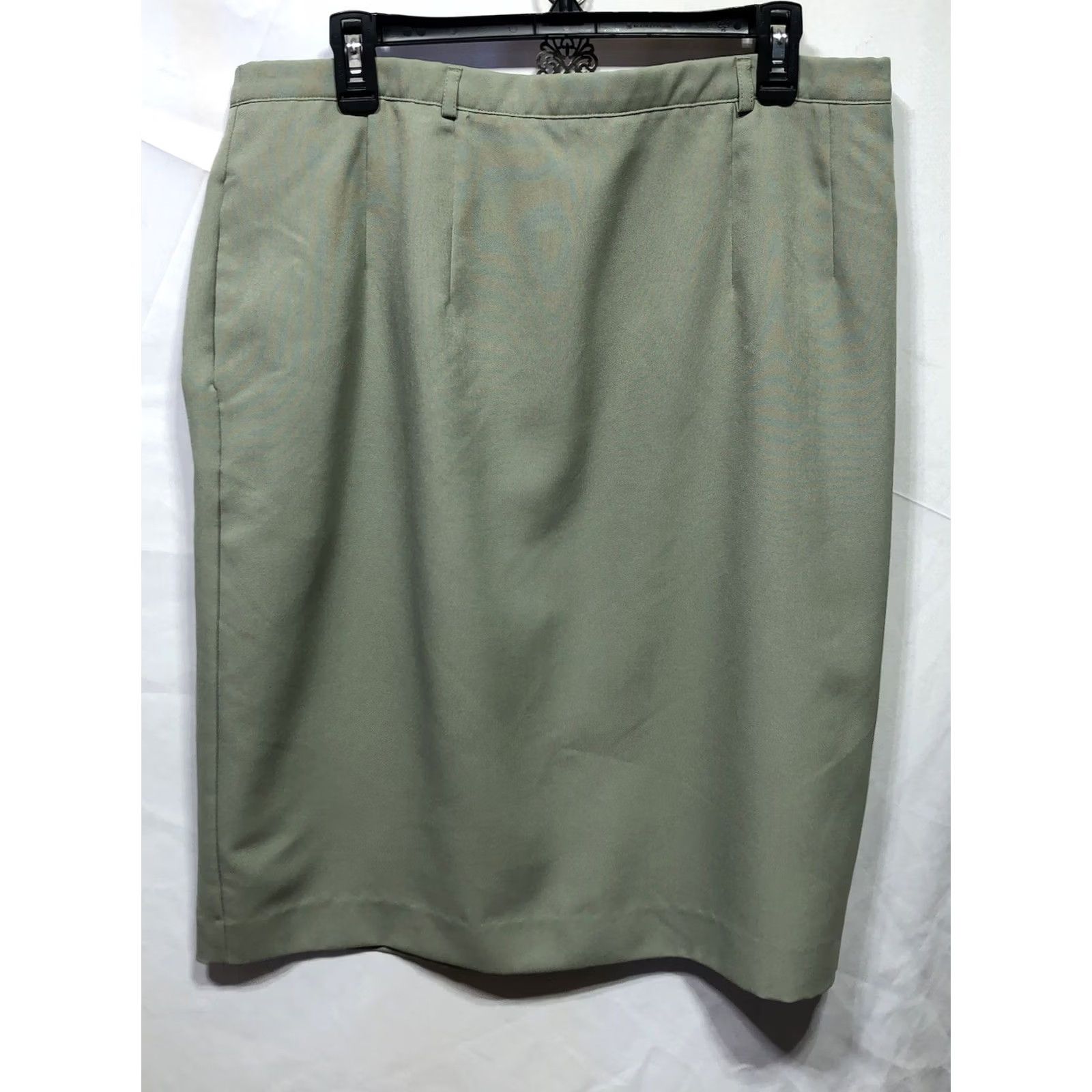 Vintage Liz Baker Straight Midi Skirt 18W Green Slit Pockets 36"W 36"W Career Office Women Skirt 18W Green XS? Size 40" / US 18 - 6 Thumbnail