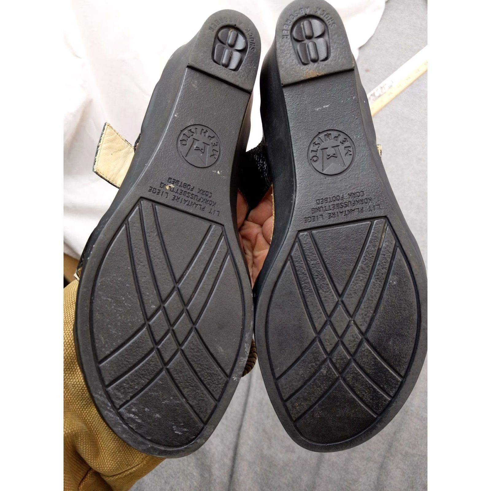 Mephisto Mephisto Sandals Womens 9 Black Wedge Cork Slide Leather Buckle Comfort Slip On Adjustable Strap Size US 9 / IT 39 - 5 Thumbnail