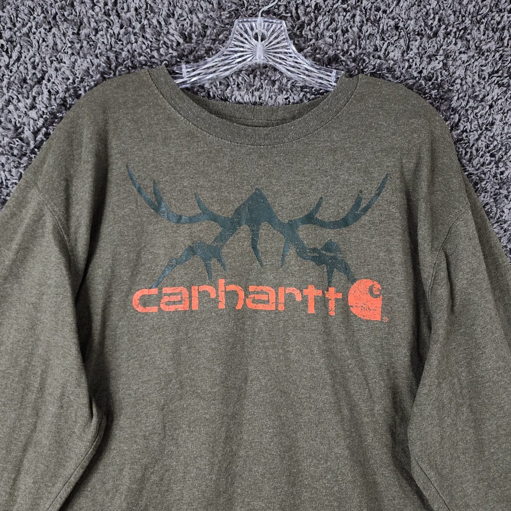 Carhartt Carhartt Long Sleeve Tee Mens Green XL Cotton Poly Blend Size US XL / EU 56 / 4 - 3 Thumbnail