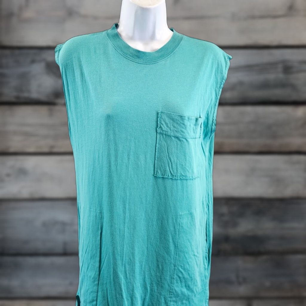 Free People VINTAGE Free People Beach Tunic Shirt Womens XS Blue Sleeveless Cotton Blend Pockets Size XS / US 0-2 / IT 36-38 - 1 Thumbnail