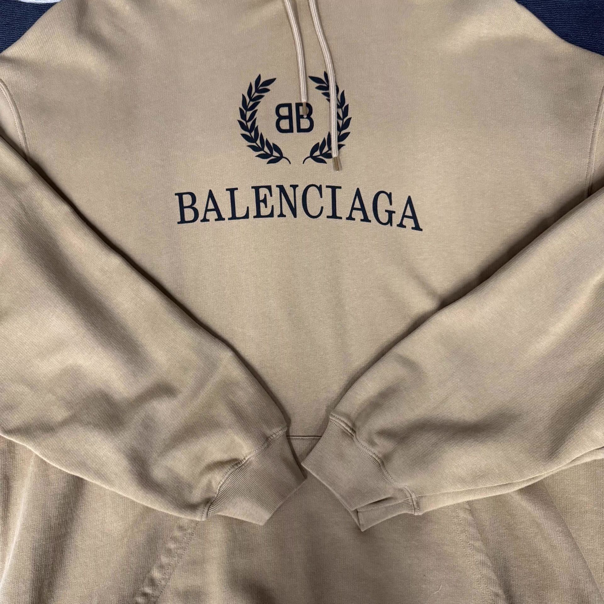 Balenciaga Balenciaga Khaki Hoodie with Wheat Ear Print Q10 Size US XL / EU 56 / 4 - 2 Thumbnail