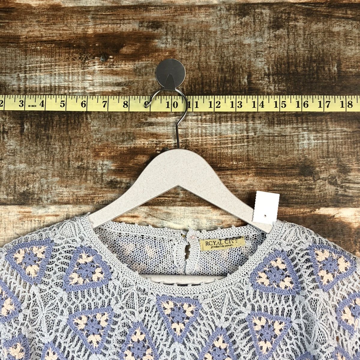 Homespun Knitwear × Japanese Brand Royal Ciny crochet meshnet vintage Blue Knitwear #A1374 Size M / US 6-8 / IT 42-44 - 4 Thumbnail