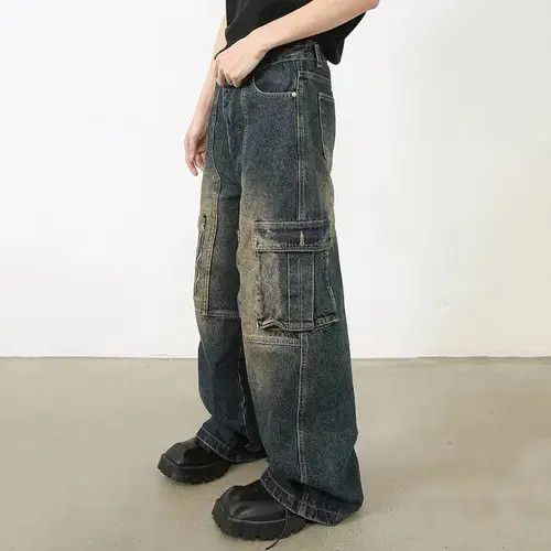 Jean Multi Pocket Retro Blue Baggy Jeans Size US 33 - 5 Thumbnail