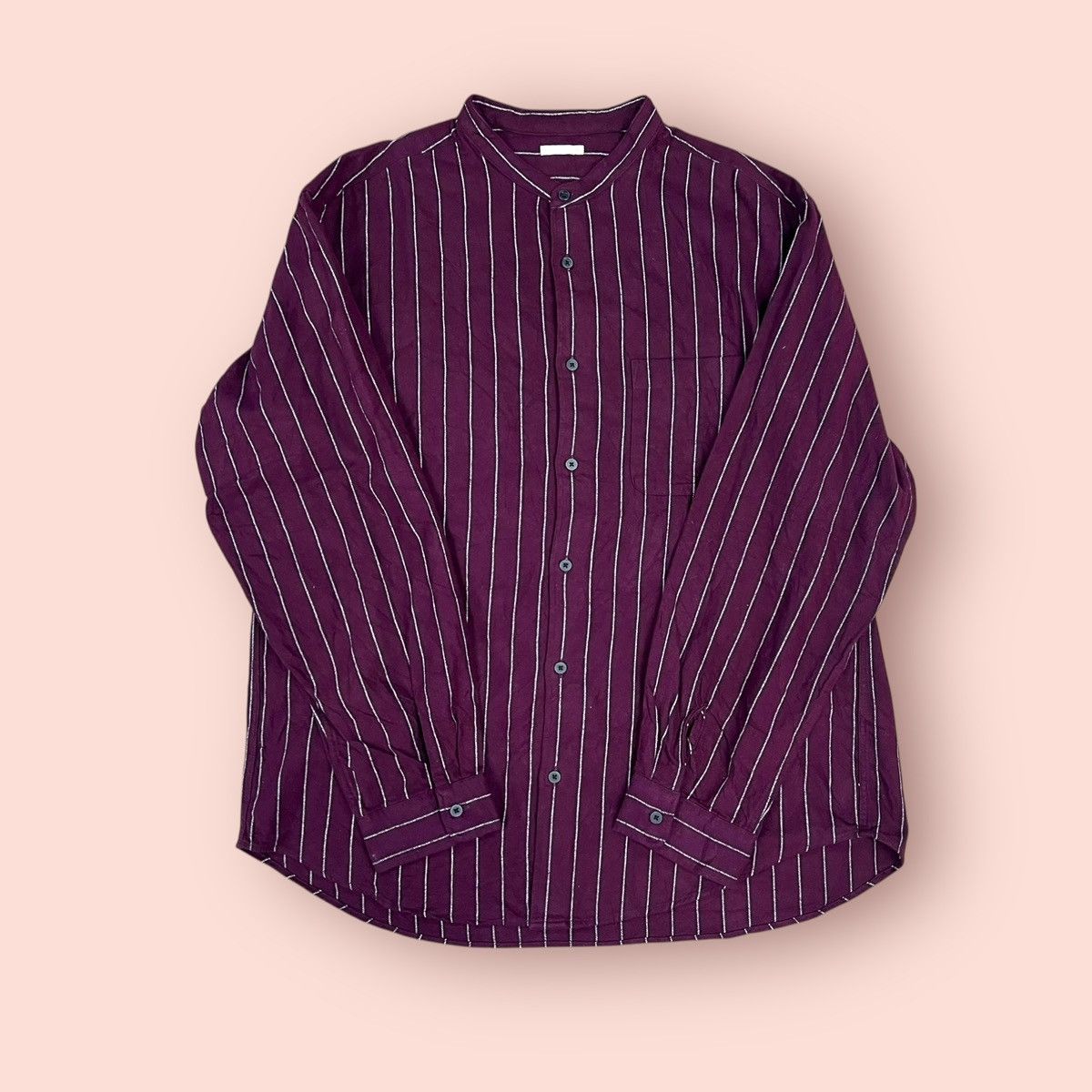 GU × Japanese Brand × Jun Takahashi VINTAGE GU PURPLE STRIPED SOFT FLANNEL STAND COLLAR Size US L / EU 52-54 / 3 - 7 Thumbnail