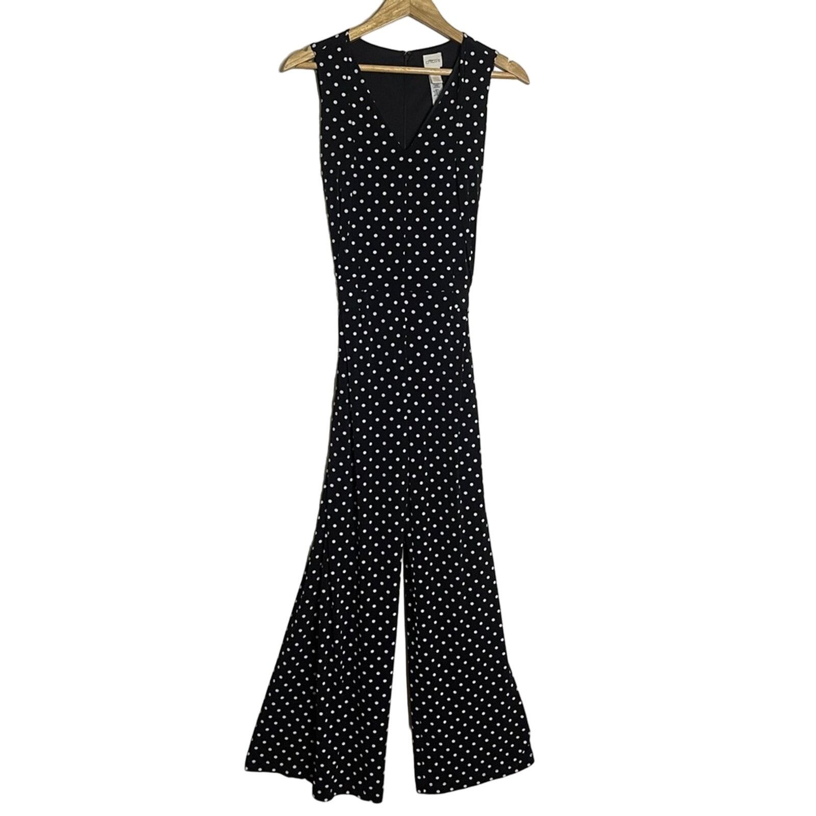 Chicos Chico’s Polka Dot Wide Leg Jumpsuit Black White Size S Size 30" / US 8 / IT 44 - 3 Thumbnail