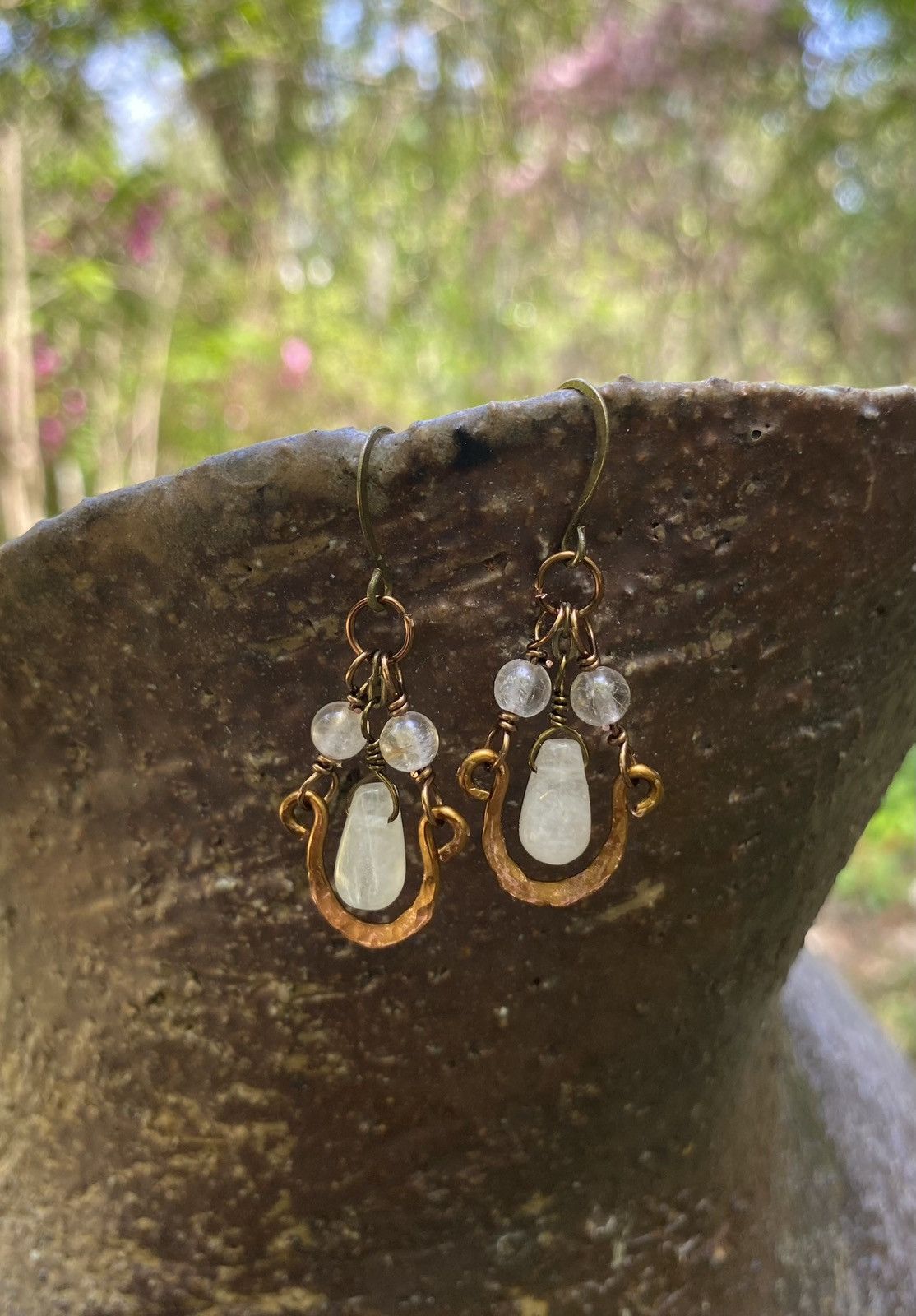 Handmade Quartz Drop Hoop Earrings Size ONE SIZE - 4 Thumbnail
