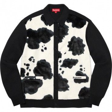 Image of Supreme Cow Print Cardigan Black Small, Men's