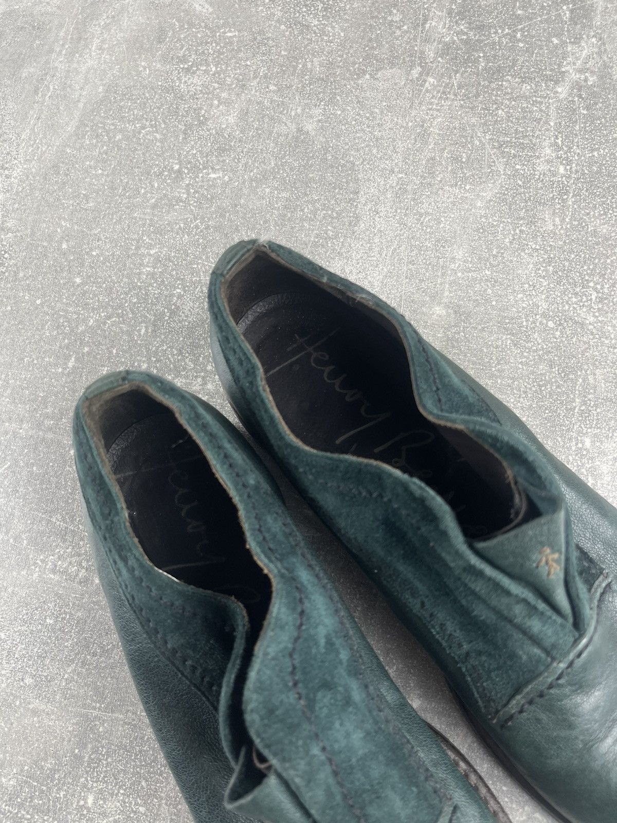 HENRY BEGUELIN Henry Beguelin Slip On Shoes Deep Forest Green Leather Size US 7.5 / IT 37.5 - 7 Thumbnail