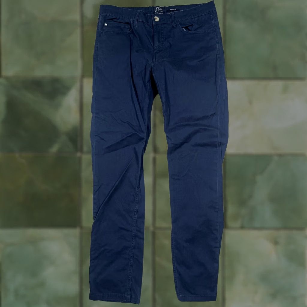 Ben Sherman Ben Sherman Pants Mens 33x32 Blue Stretch Chino 5-Pocket Slim Straight Casual Size US 33 - 1 Thumbnail