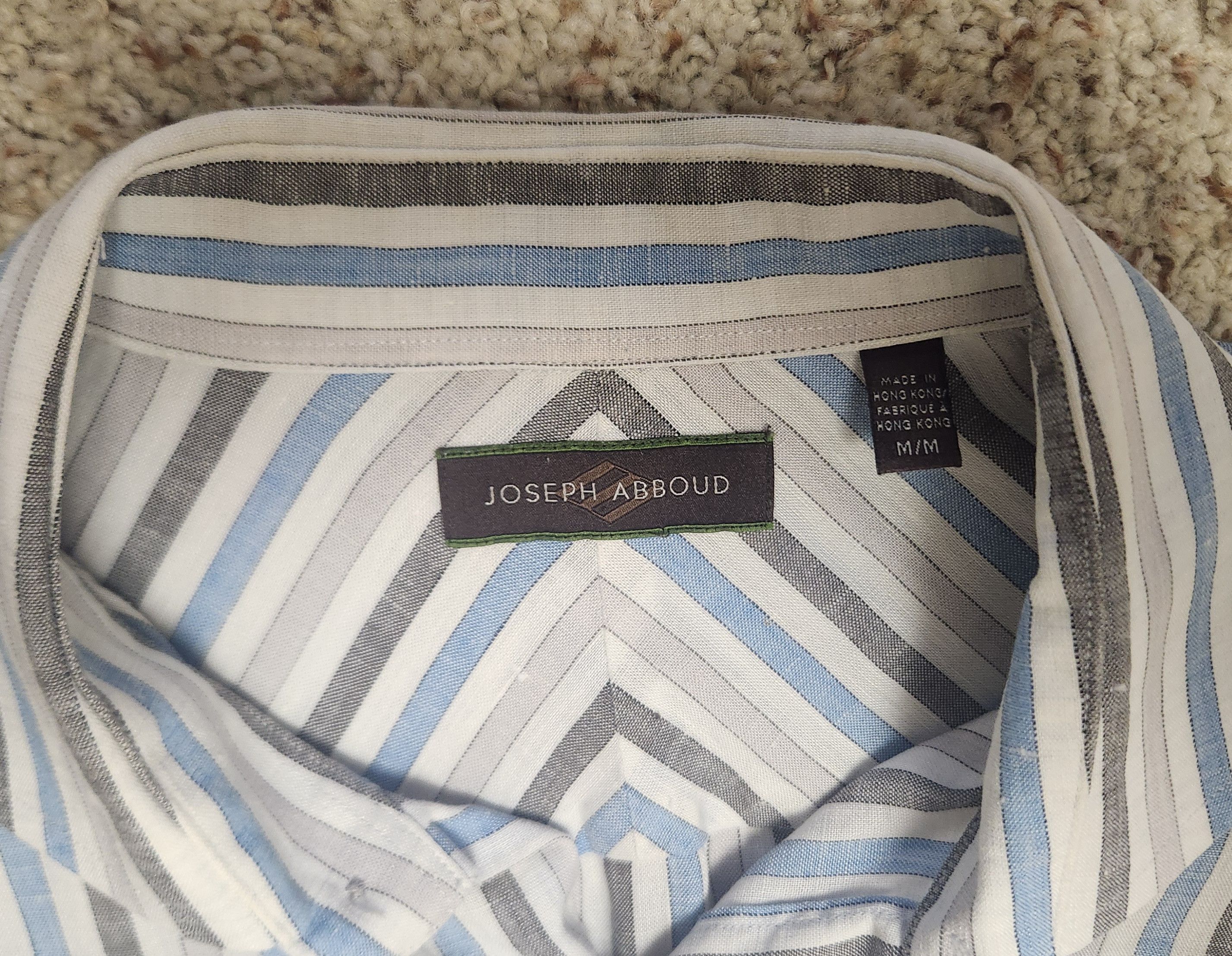Joseph Abboud men's linen shirt M Joseph Abboud blue grey stripe Size US M / EU 48-50 / 2 - 6 Thumbnail