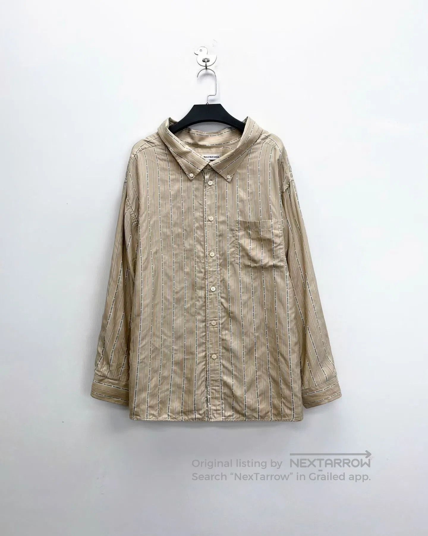 Balenciaga Balenciaga Silk Stripe Logo Shirt Jacket. Size US M / EU 48-50 / 2 - 1 Thumbnail