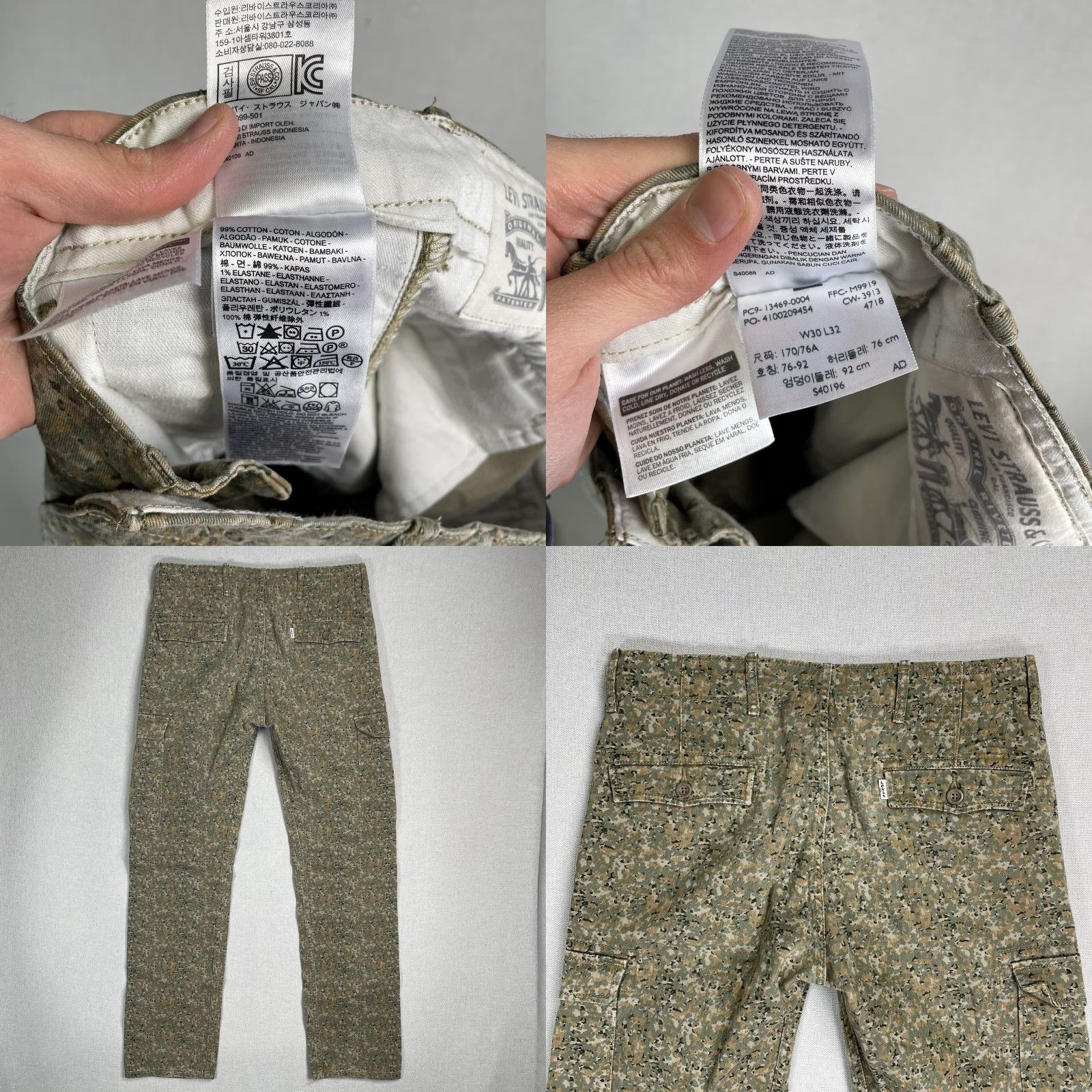 Levi's Levis Jeans Camo Cargo Pants White Tab 32x29 Levis Jeans Men 32 Inseam 29 Regular Straight Size US 32 / EU 48 - 8 Thumbnail