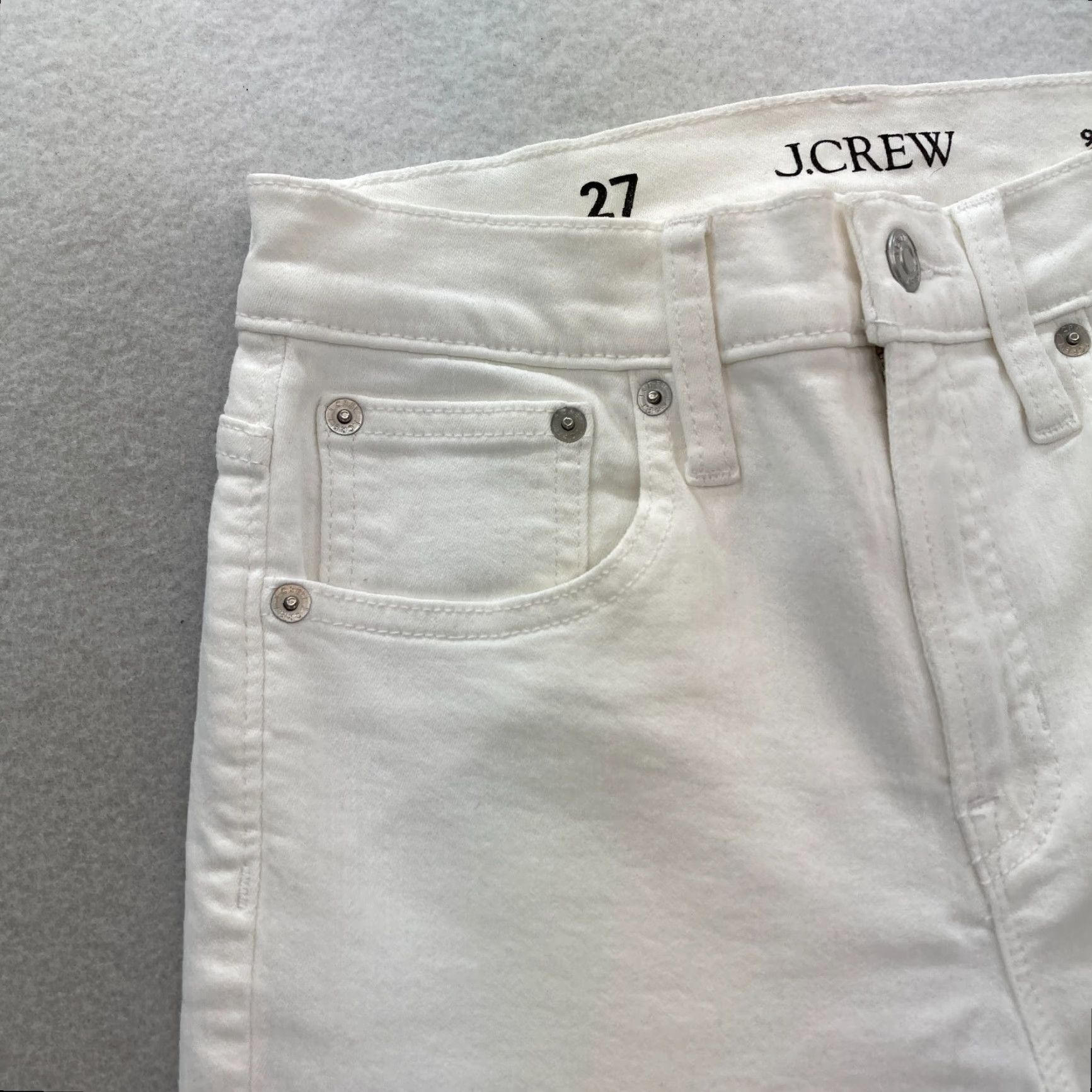 J.Crew J.CREW Jeans 9" Toothpick White Stretch Denim Skinny Ankle Mid Rise Women's 27 Size 27" / US 4 / IT 40 - 3 Thumbnail