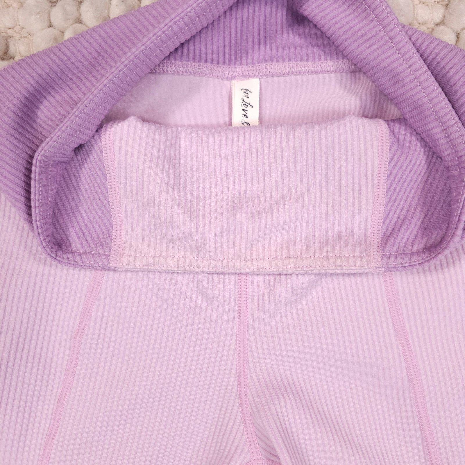 For Love & Lemons For Love & Lemons Ribbed Dani Biker Shorts Pink Purple Small Size 27" / US 4 / IT 40 - 6 Thumbnail