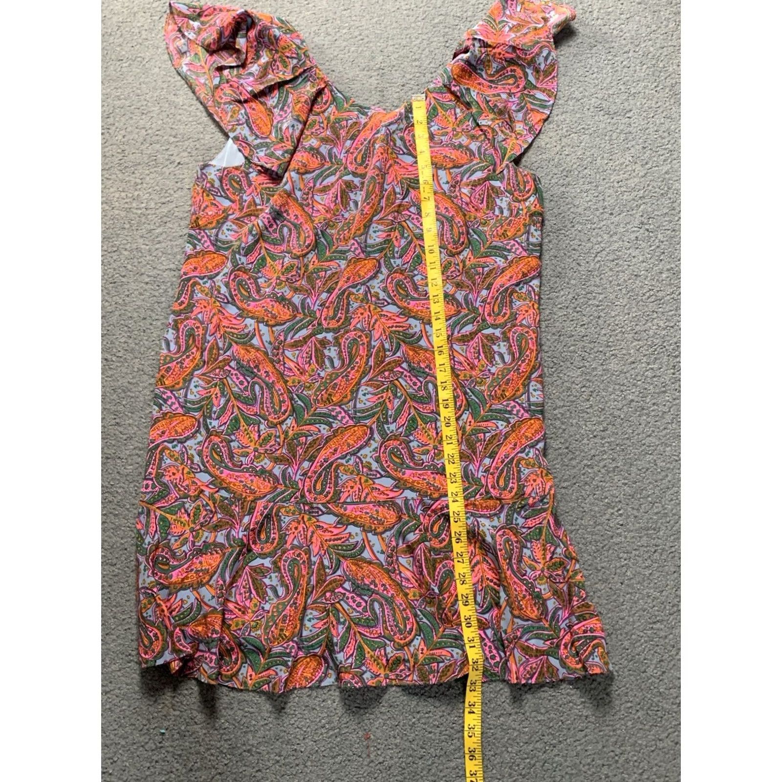 J.Crew J.CREW Shift Dress 16 100% Silk Paisley Ruffle Sleeve Knee Length Multicolor Cap Sleeve Zip Dress Womens 16 Size XXL / US 16-18 / IT 52-54 - 7 Thumbnail
