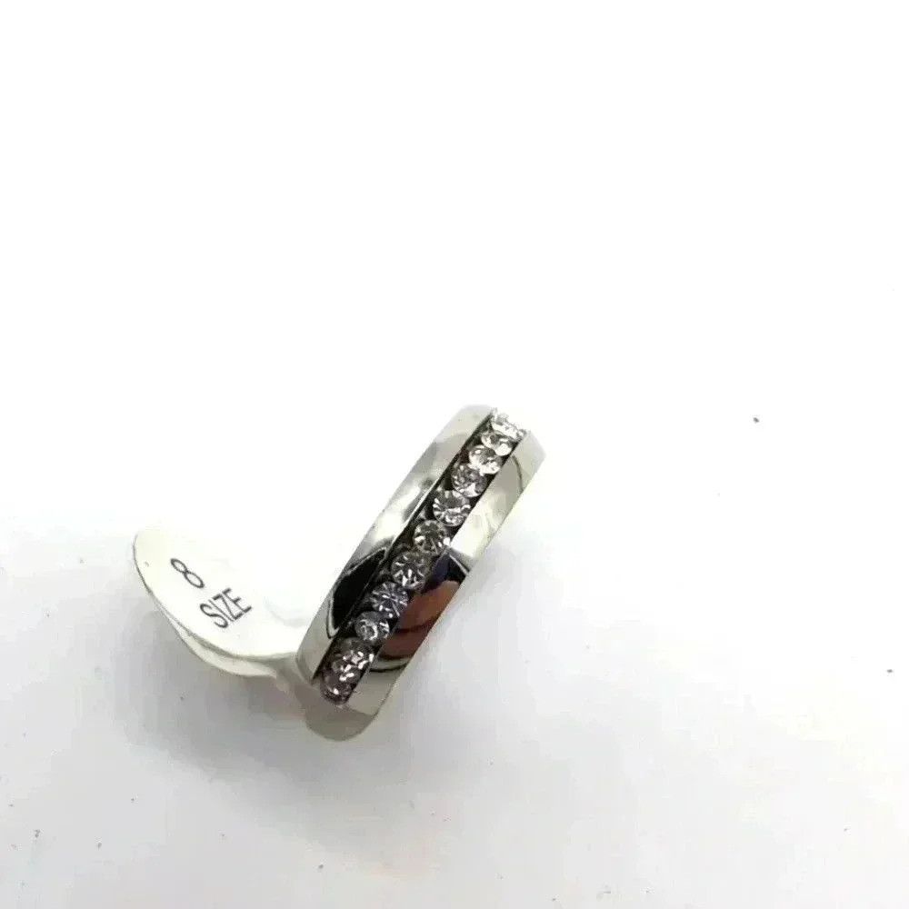 Vintage Stainless steel CZ Eternity Band ring sz 8 Size ONE SIZE - 3 Thumbnail