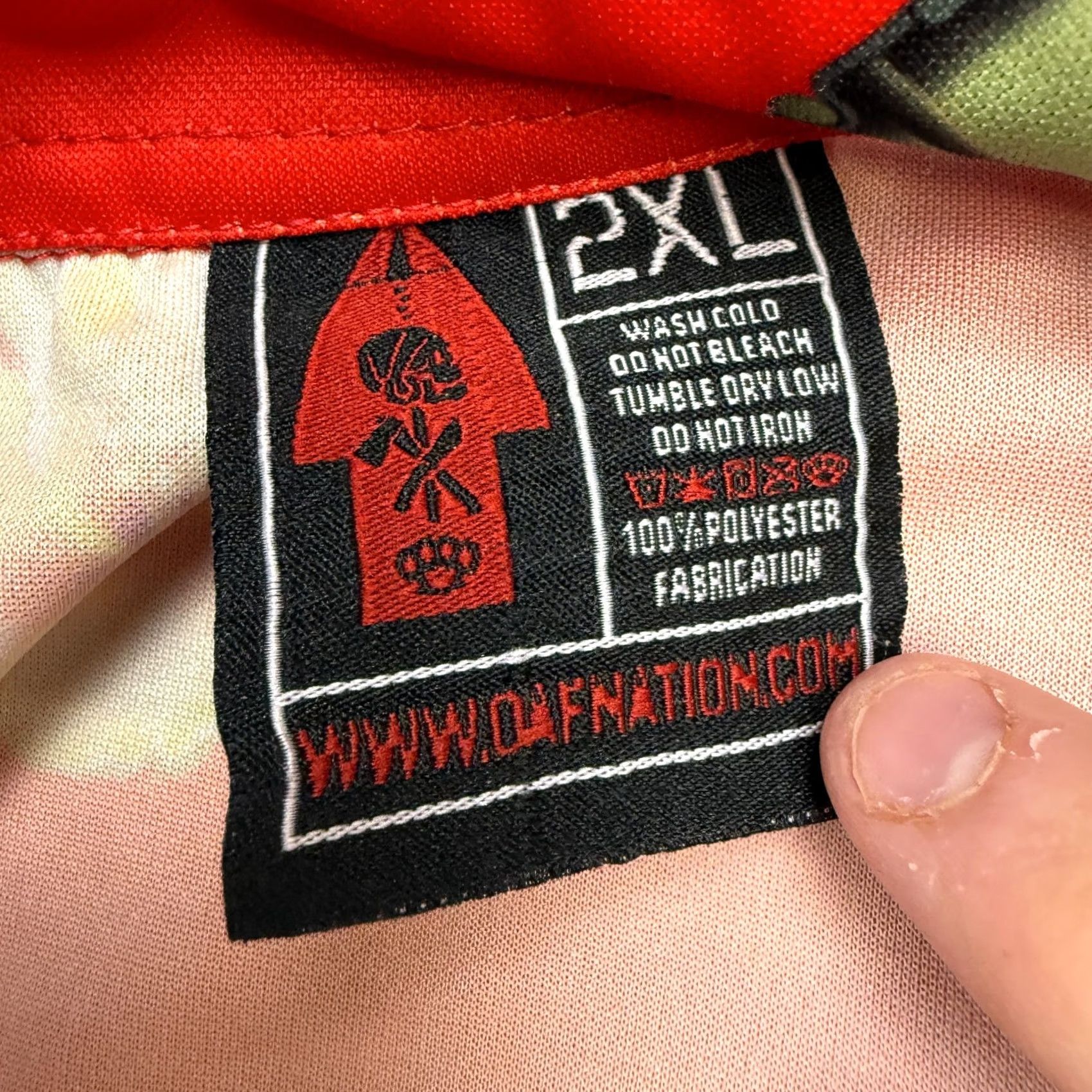 Vintage OAF Nation Shirt Mens 2XL Red Floral Hawaiian Grenade Military USA Button Up Size US XXL / EU 58 / 5 - 3 Thumbnail