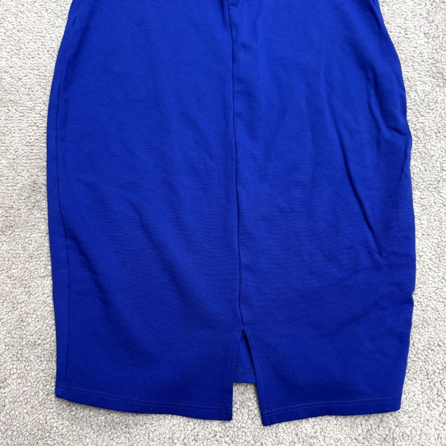 Vintage A'Gaci Bodycon Midi Dress Women Large Royal Blue Gold Accent Sleeveless Cut Out Size L / US 10 / IT 46 - 4 Thumbnail