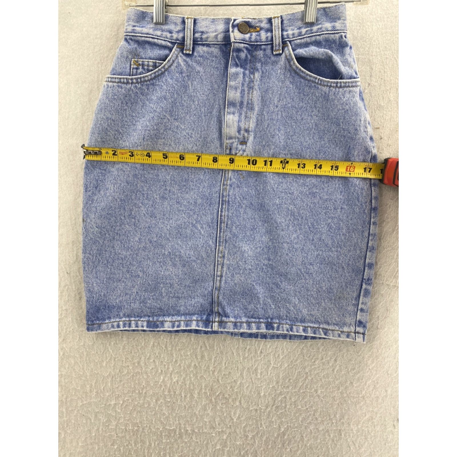 Lee Vtg 1990s Lee Riders Skirt Womens 7 High Rise Mom Denim Blue 25 X 19 Size 28" / US 6 / IT 42 - 5 Thumbnail