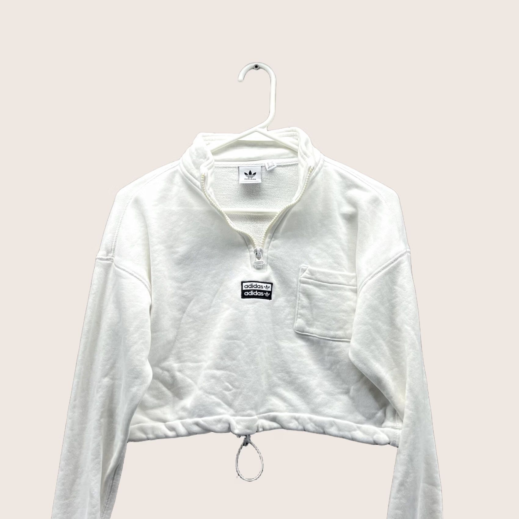 Adidas Adidas Sweater Women Small Trefoil White Cropped 1/2 Zip Pullover Sweatshirt Fleece Cotton Long Sleeve Logo Regular VINTAGE: No Size S / US 4 / IT 40 - 1 Thumbnail