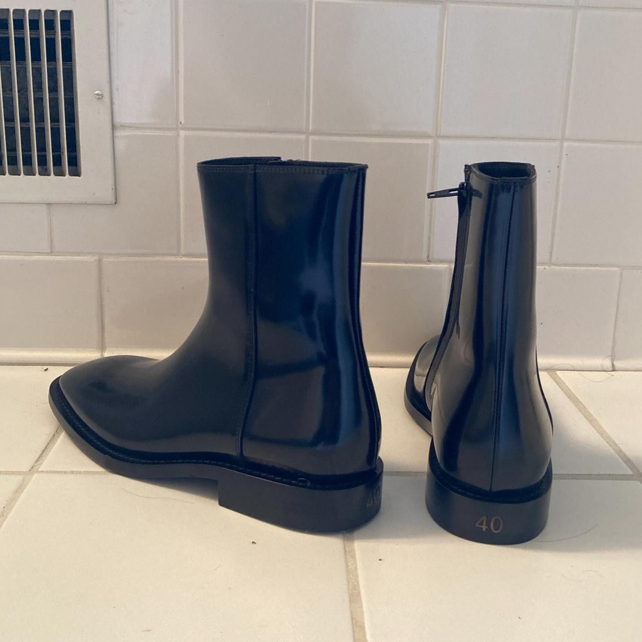 Balenciaga Black Satin Leather Boots Size US 7 / EU 40 - 2 Thumbnail