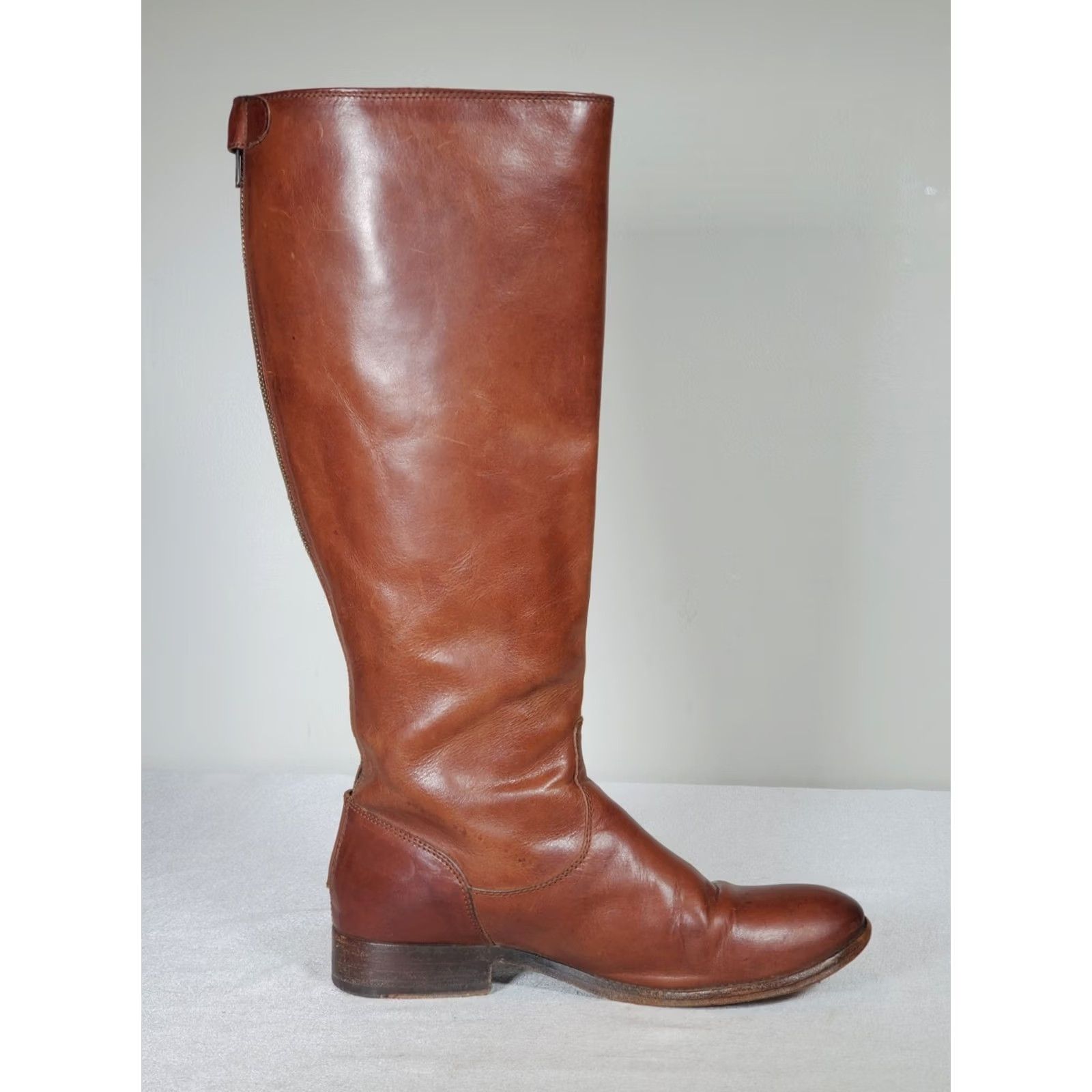 Frye FRYE Melissa Button Back Zip Knee High Riding Boot 76431 Cognac Brown Leather Wide Calf Women 7 B Size US 7 / IT 37 - 4 Thumbnail